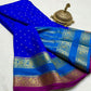 Pure Mysore Silk Motif and Checked Pattern Saree