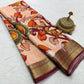 Pure floral shaded hand painted printed crepe mysore silk saree