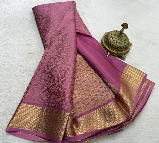 Pure mysore silk 120 grm 3 color combination saree