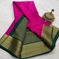 Pure mysore silk copper zari border 120 grm thickness saree