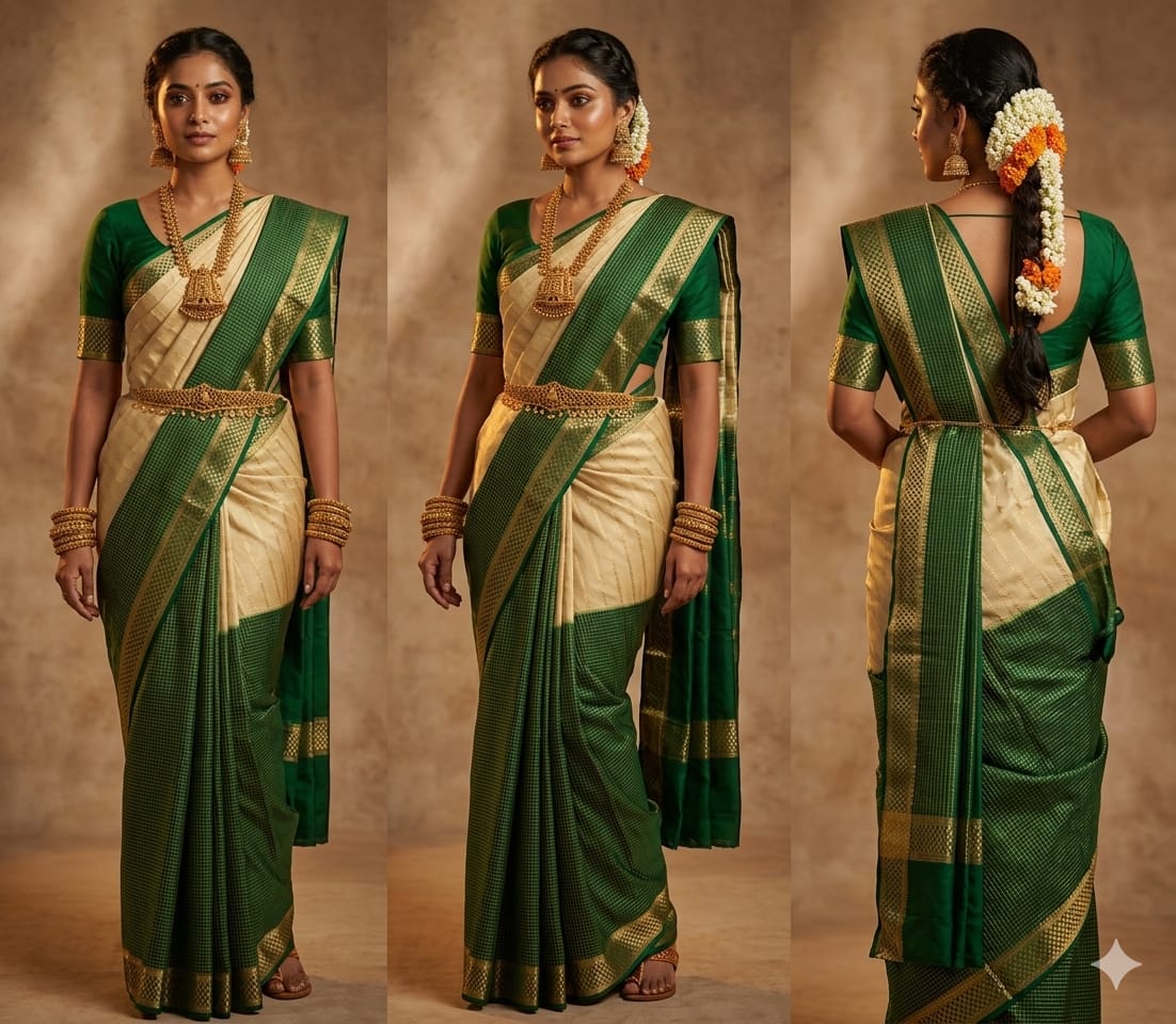 Pure Mysore Silk 3 Color Combinations Saree