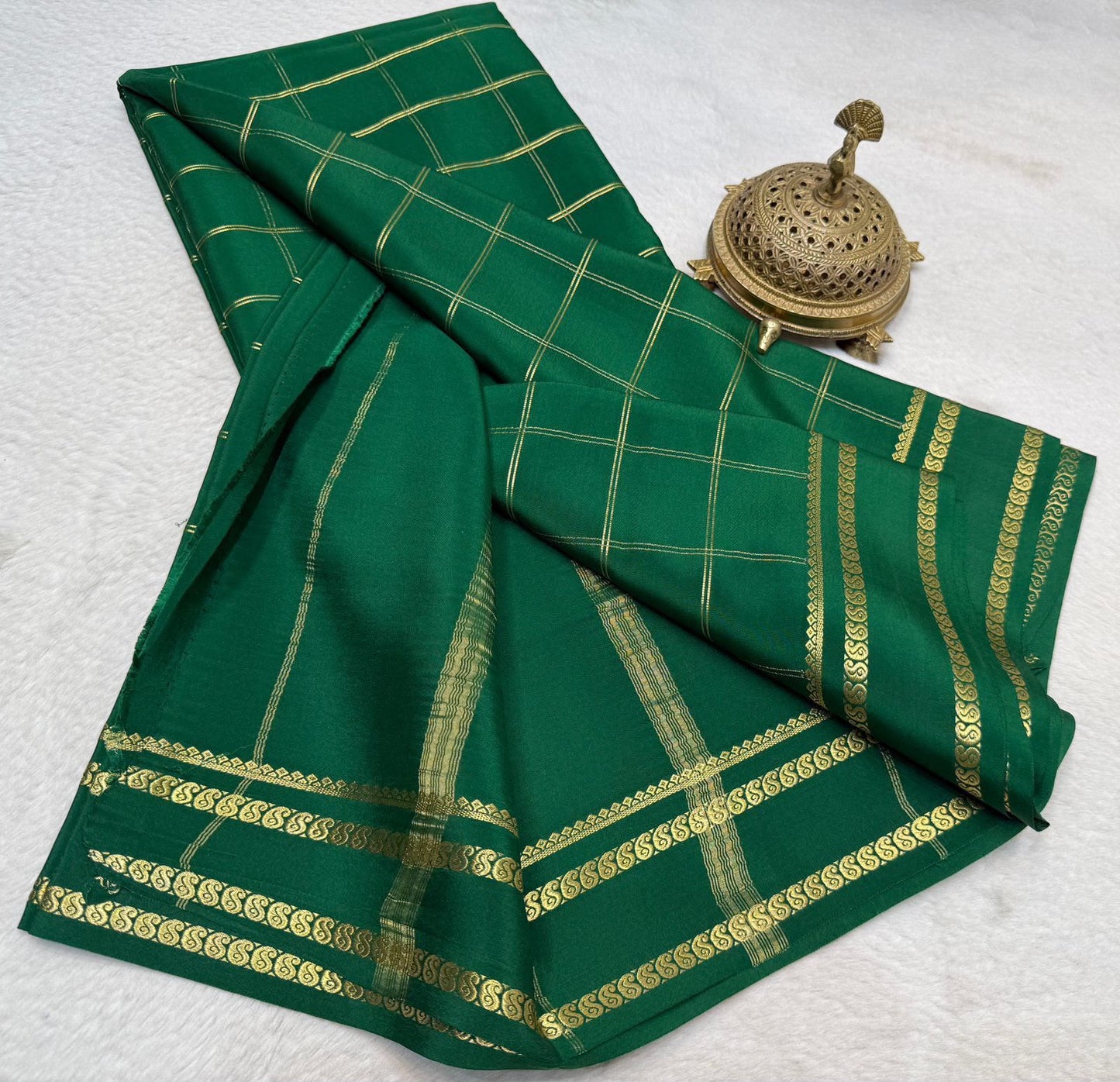 Pure Mysore Silk Saree With Pure Real Gold and Real Silver Zari Work