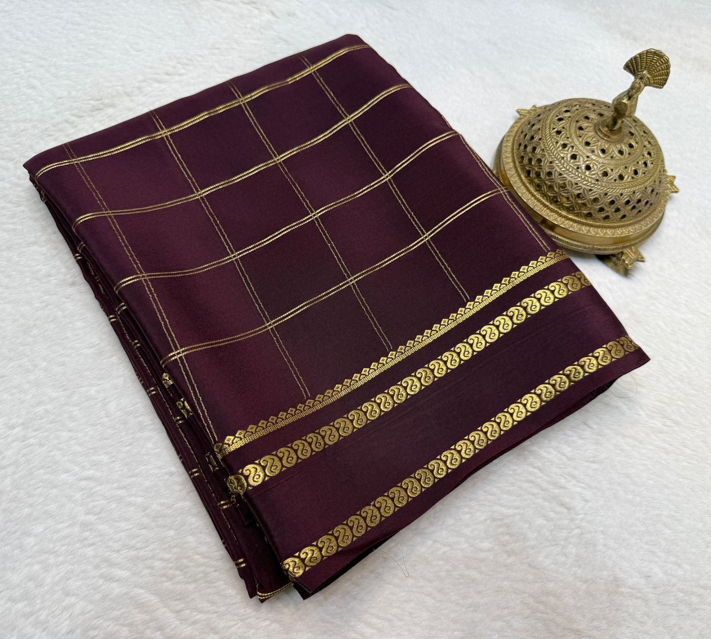 Pure Mysore Silk Saree With Pure Real Gold and Real Silver Zari Work