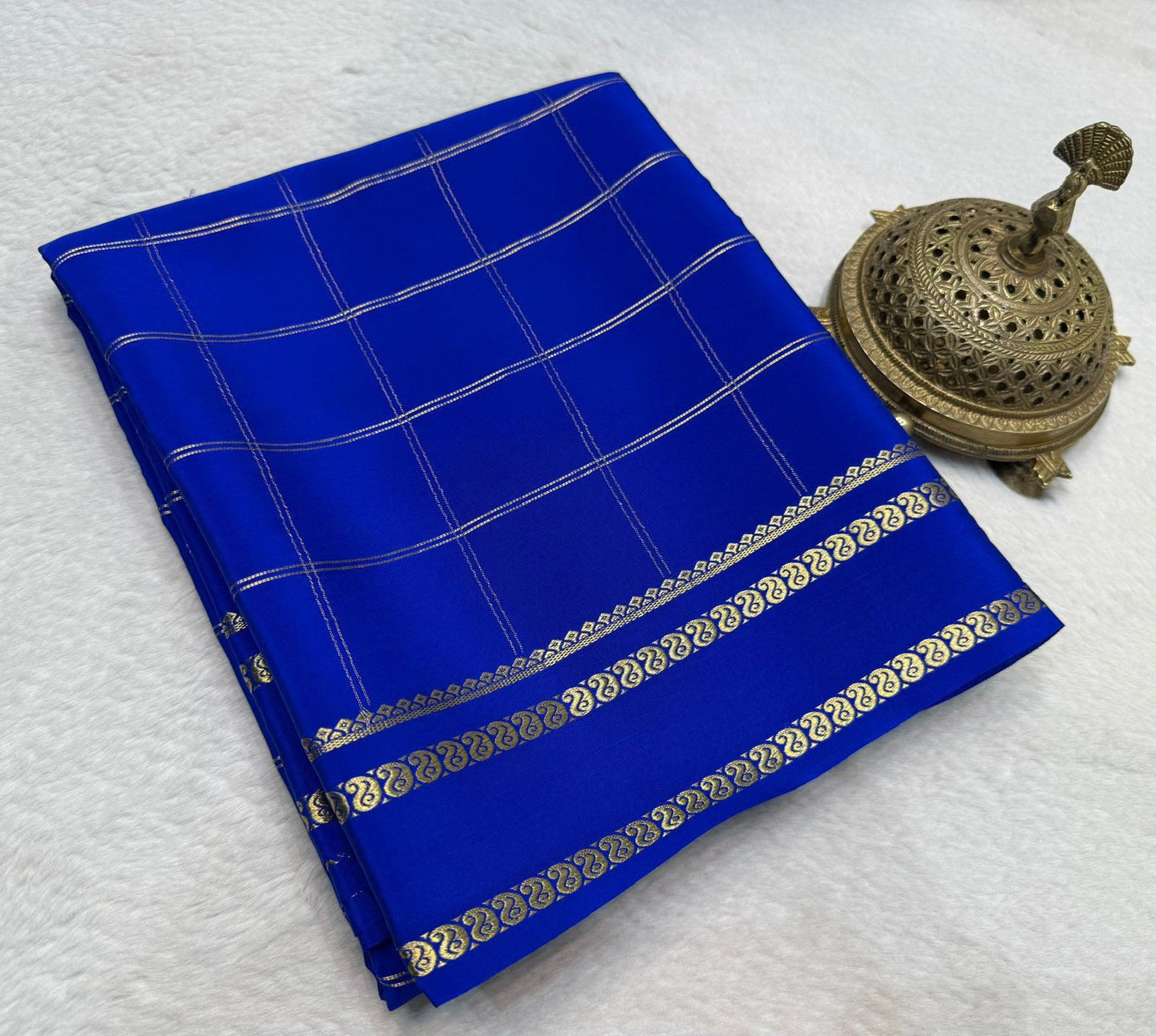 Pure Mysore Silk Saree With Pure Real Gold and Real Silver Zari Work
