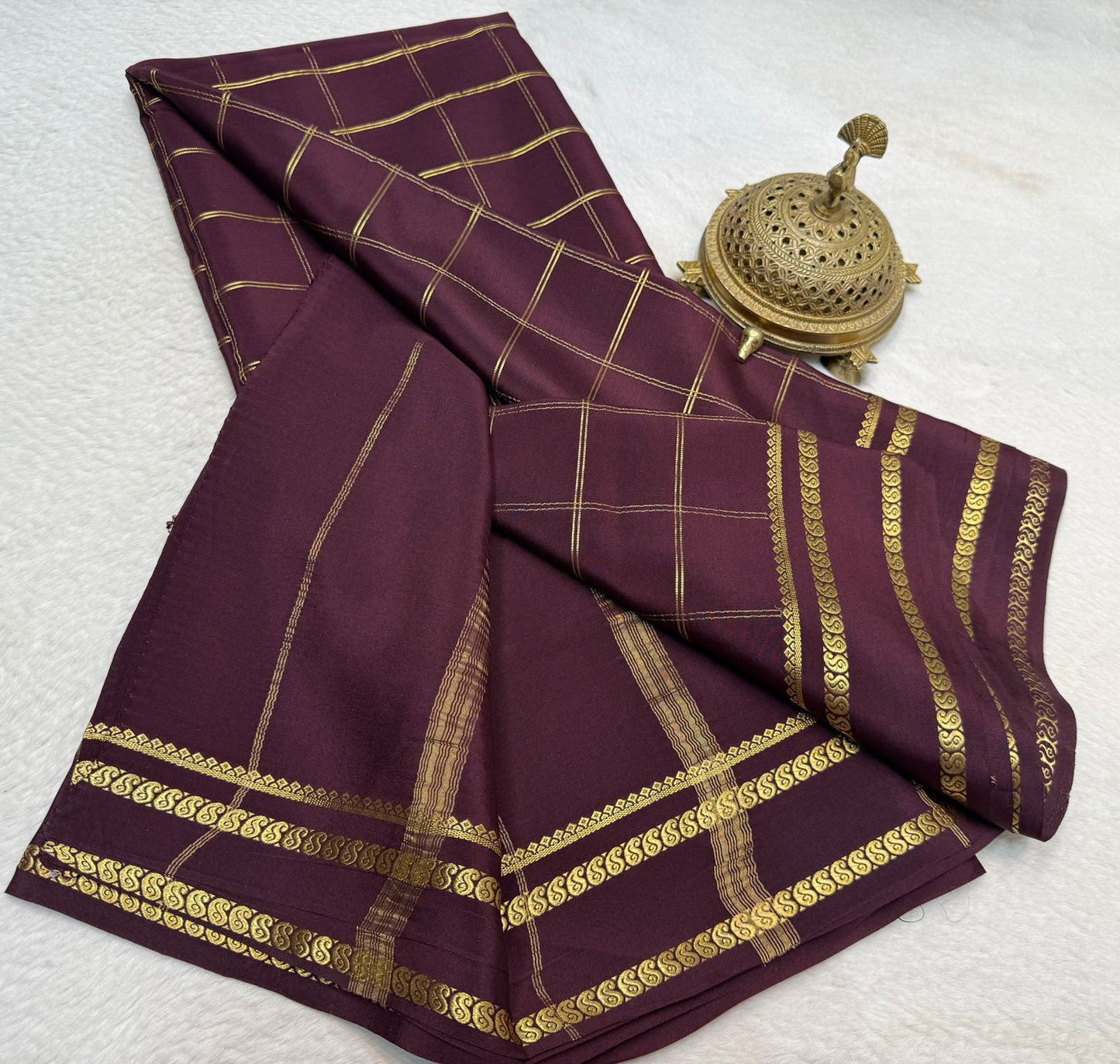 Pure Mysore Silk Saree With Pure Real Gold and Real Silver Zari Work