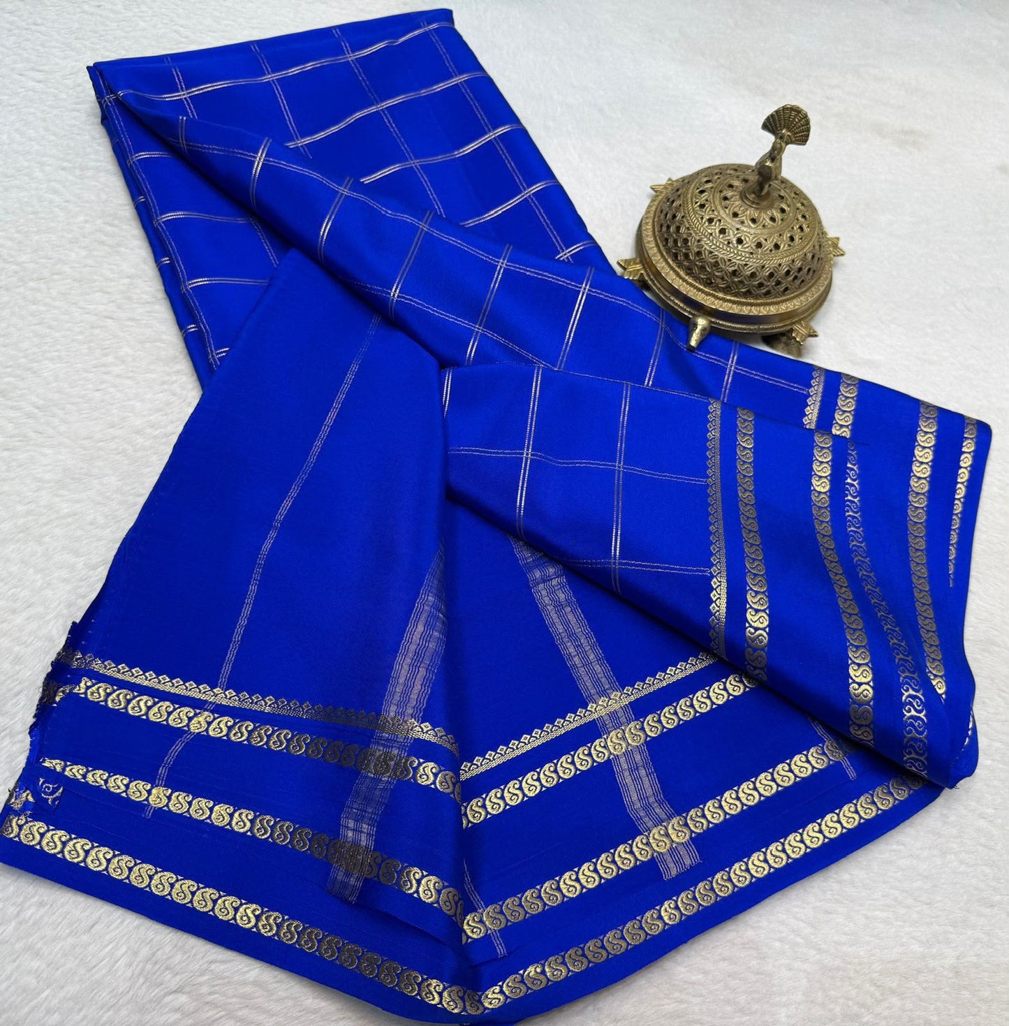 Pure Mysore Silk Saree With Pure Real Gold and Real Silver Zari Work
