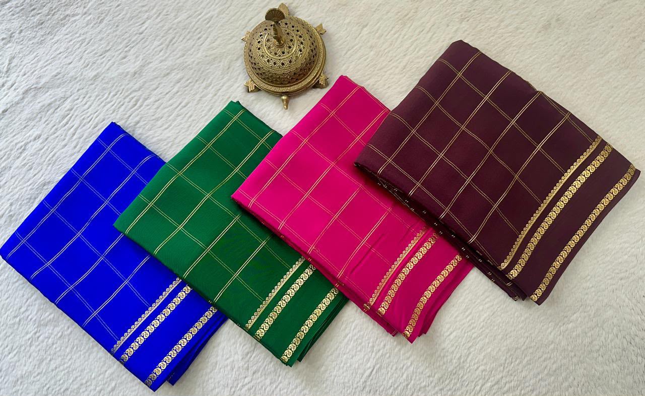Pure Mysore Silk Saree With Pure Real Gold and Real Silver Zari Work