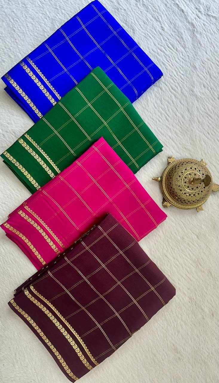 Pure Mysore Silk Saree With Pure Real Gold and Real Silver Zari Work