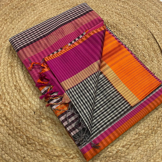 Maheshwari handloom silk cotton saree