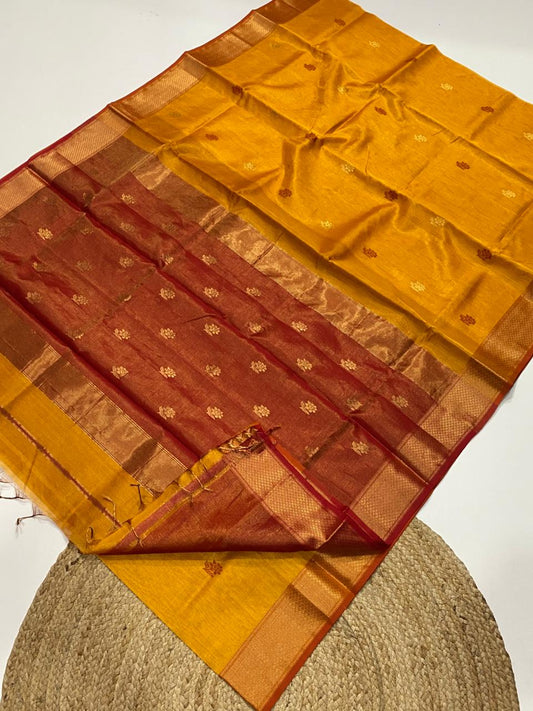 Maheshwari zari border buta saree