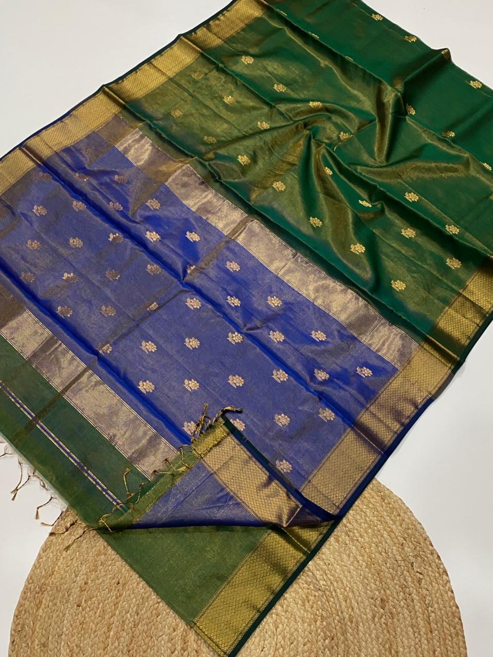 Maheshwari zari border buta saree