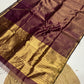 Tissue Maheshwari handwoven zari border silk by cotton saree