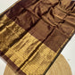 Tissue Maheshwari handwoven zari border silk by cotton saree