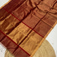 Tissue Maheshwari handwoven zari border silk by cotton saree