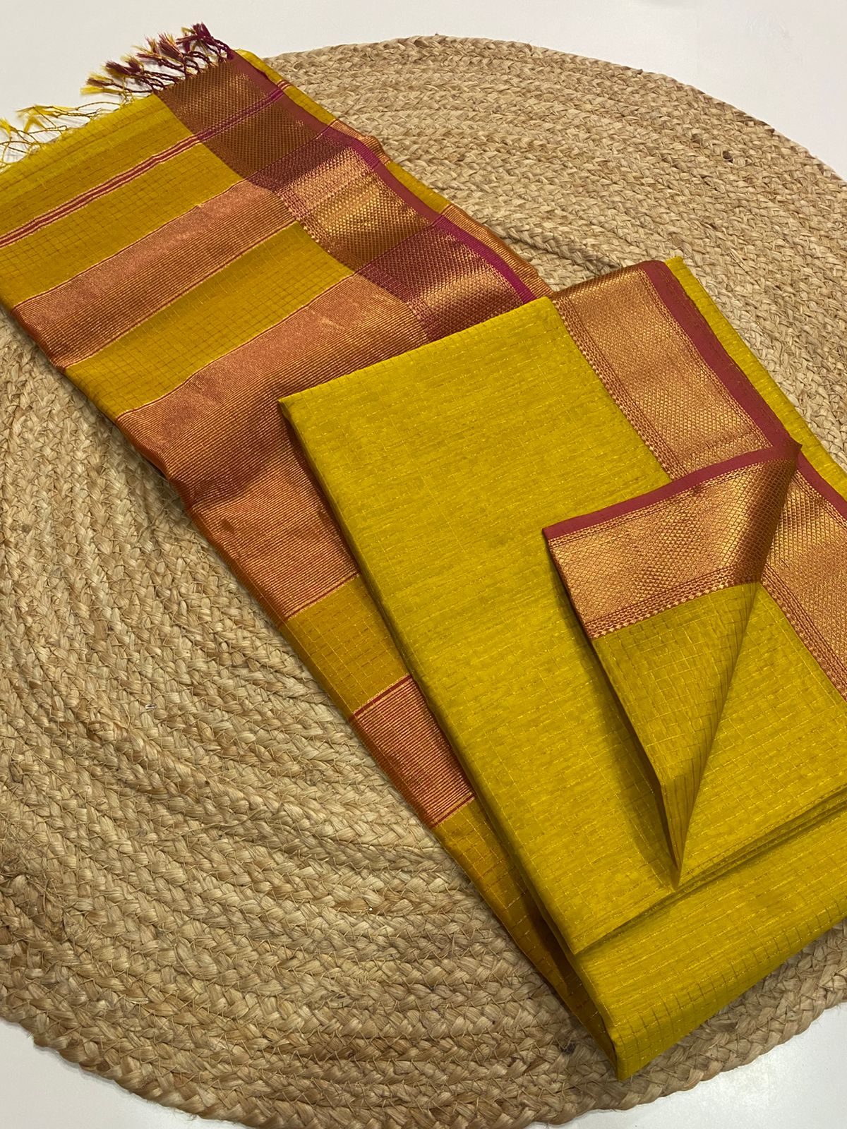 Maheshwari handloom zari border all over zari checks saree