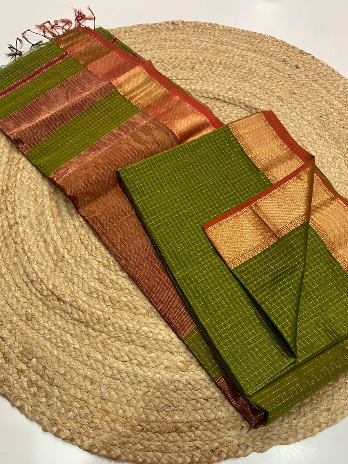 Maheshwari handloom zari border all over zari checks saree
