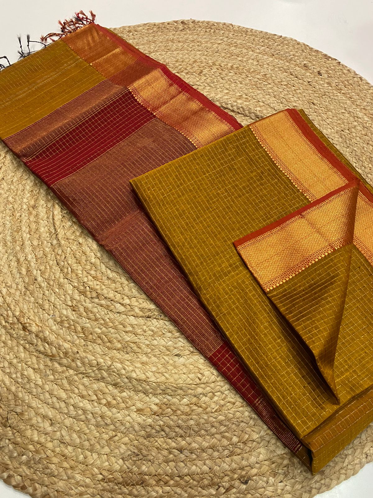 Maheshwari handloom zari border all over zari checks saree