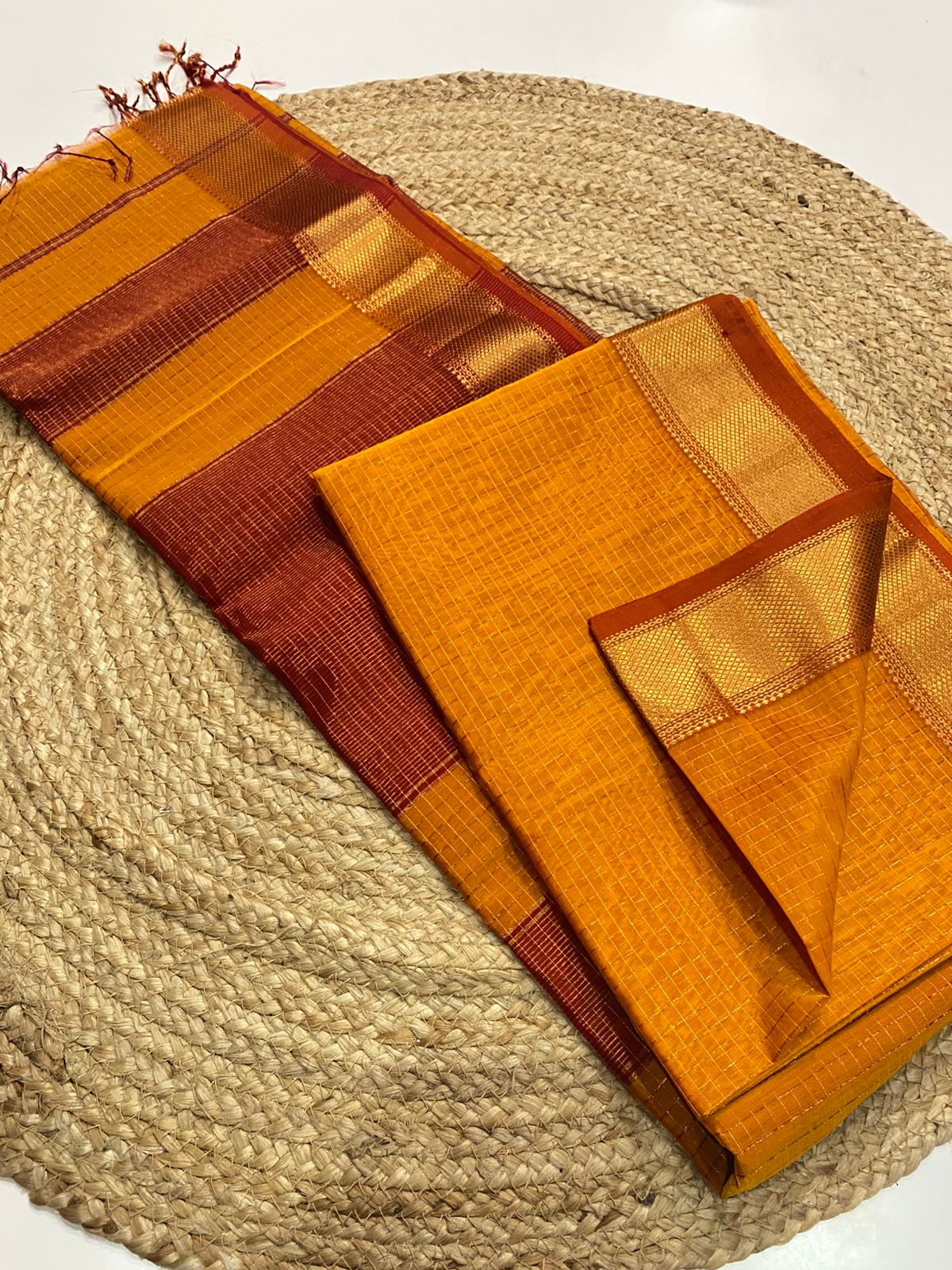 Maheshwari handloom zari border all over zari checks saree