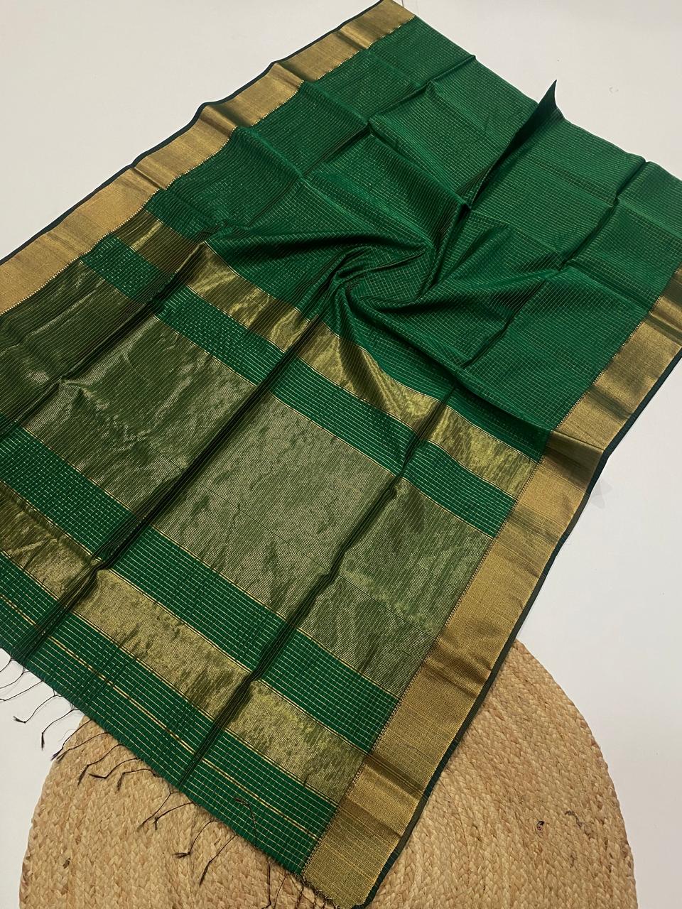 Maheshwari handloom zari border all over zari checks saree