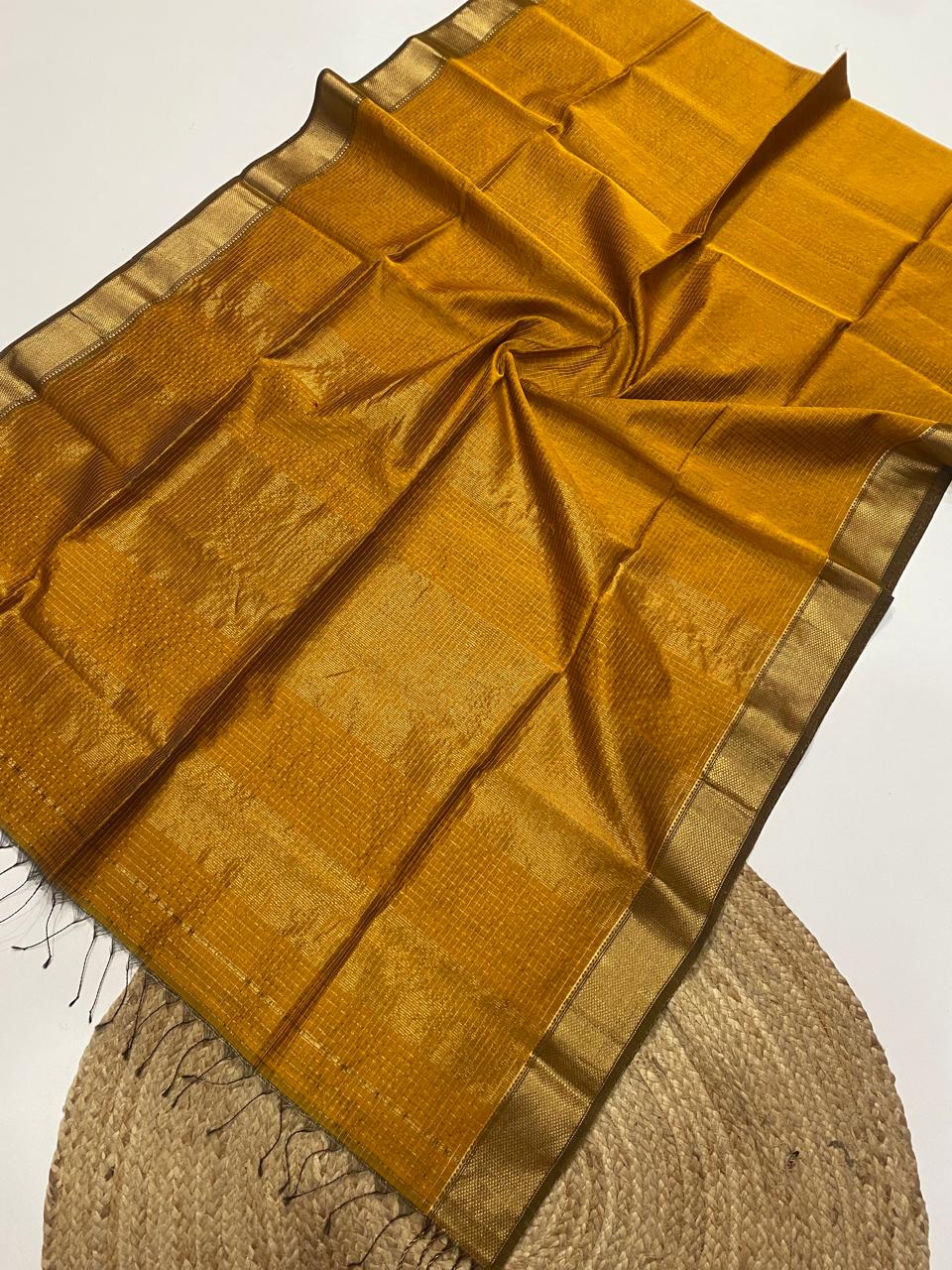Maheshwari handloom zari border all over zari checks saree