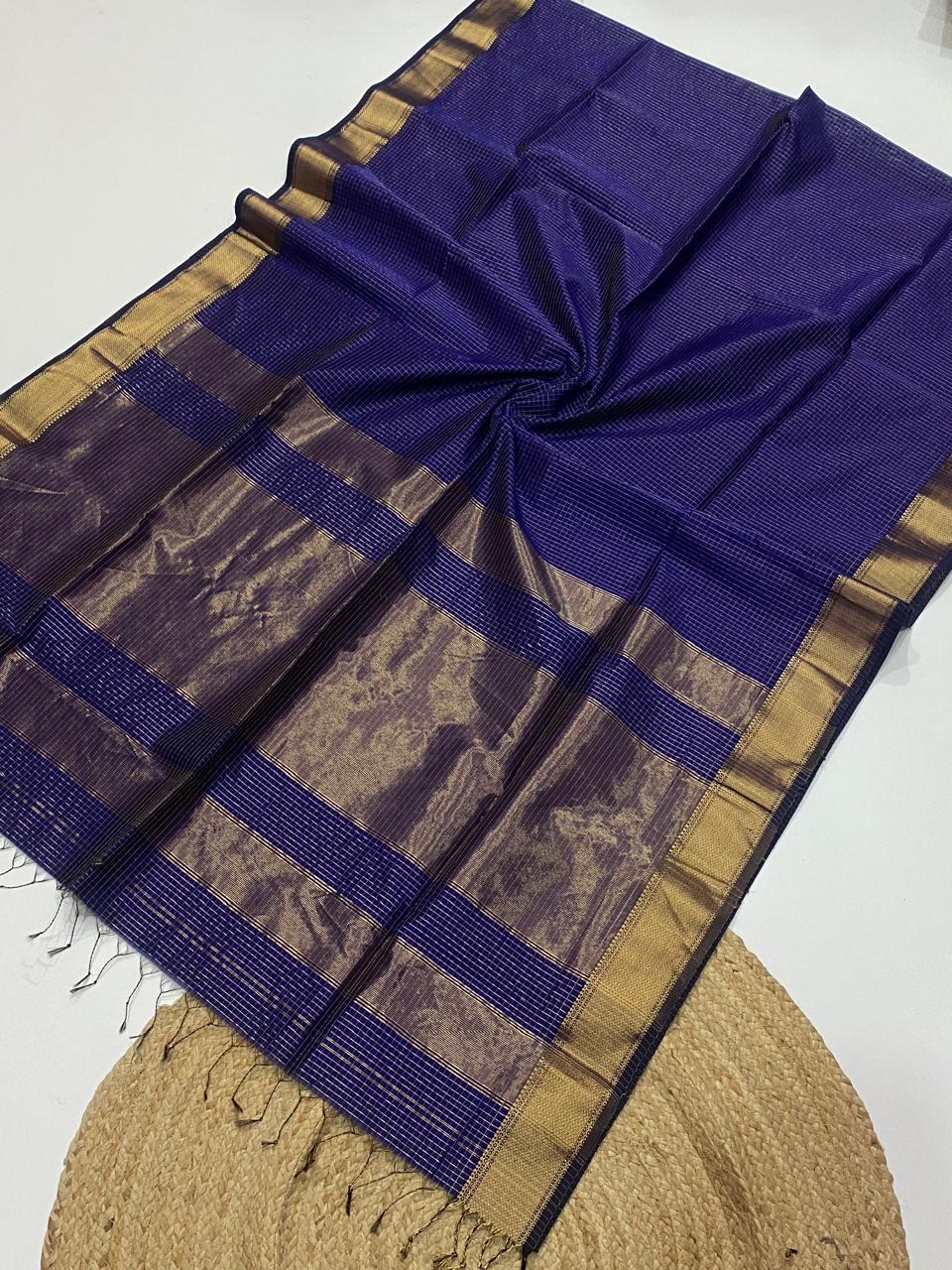Maheshwari handloom zari border all over zari checks saree