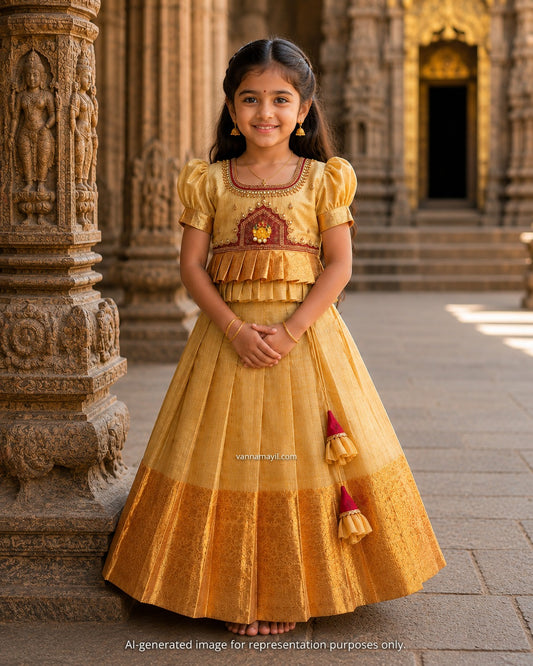 1 - 14 years Banarasi Tissue Lehenga