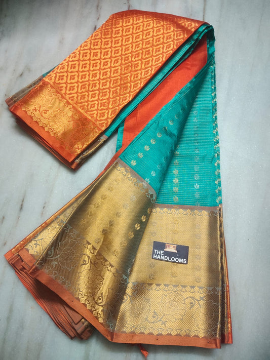 Mangalagiri pure kuppatam pattu kanchi border butta work saree