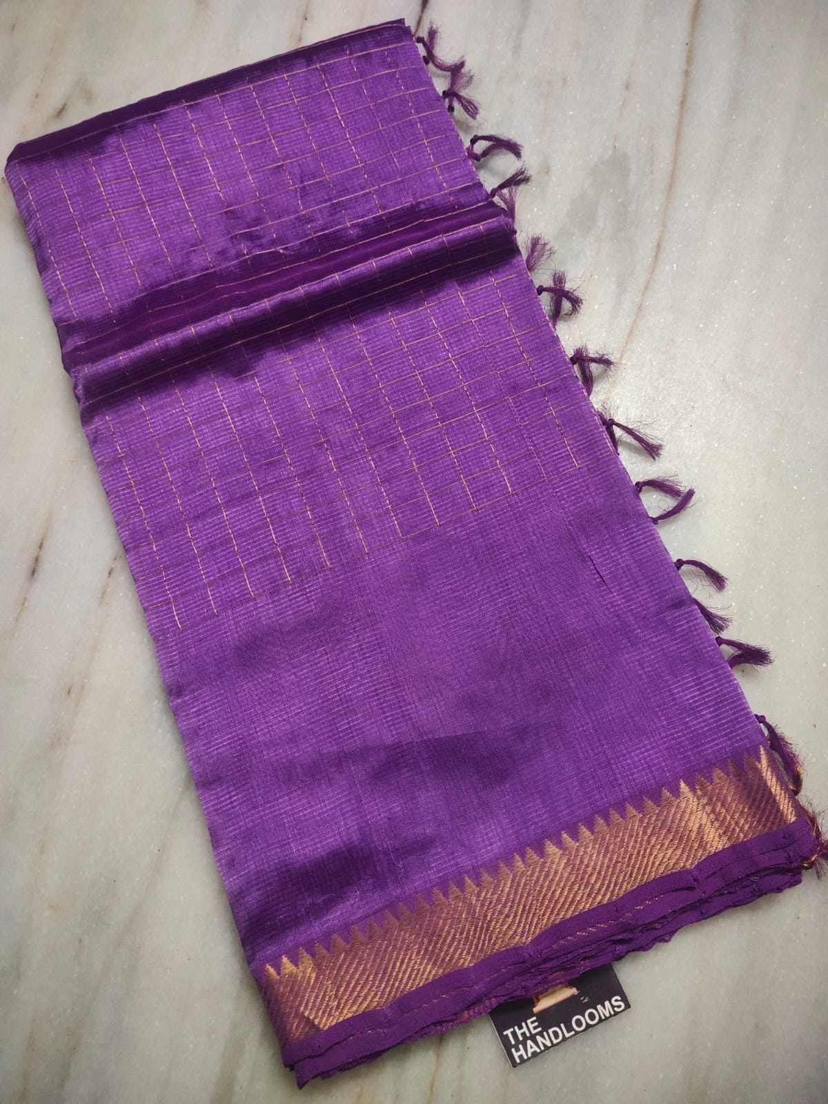 Mangalagiri pattu two side zari border middle zari check saree