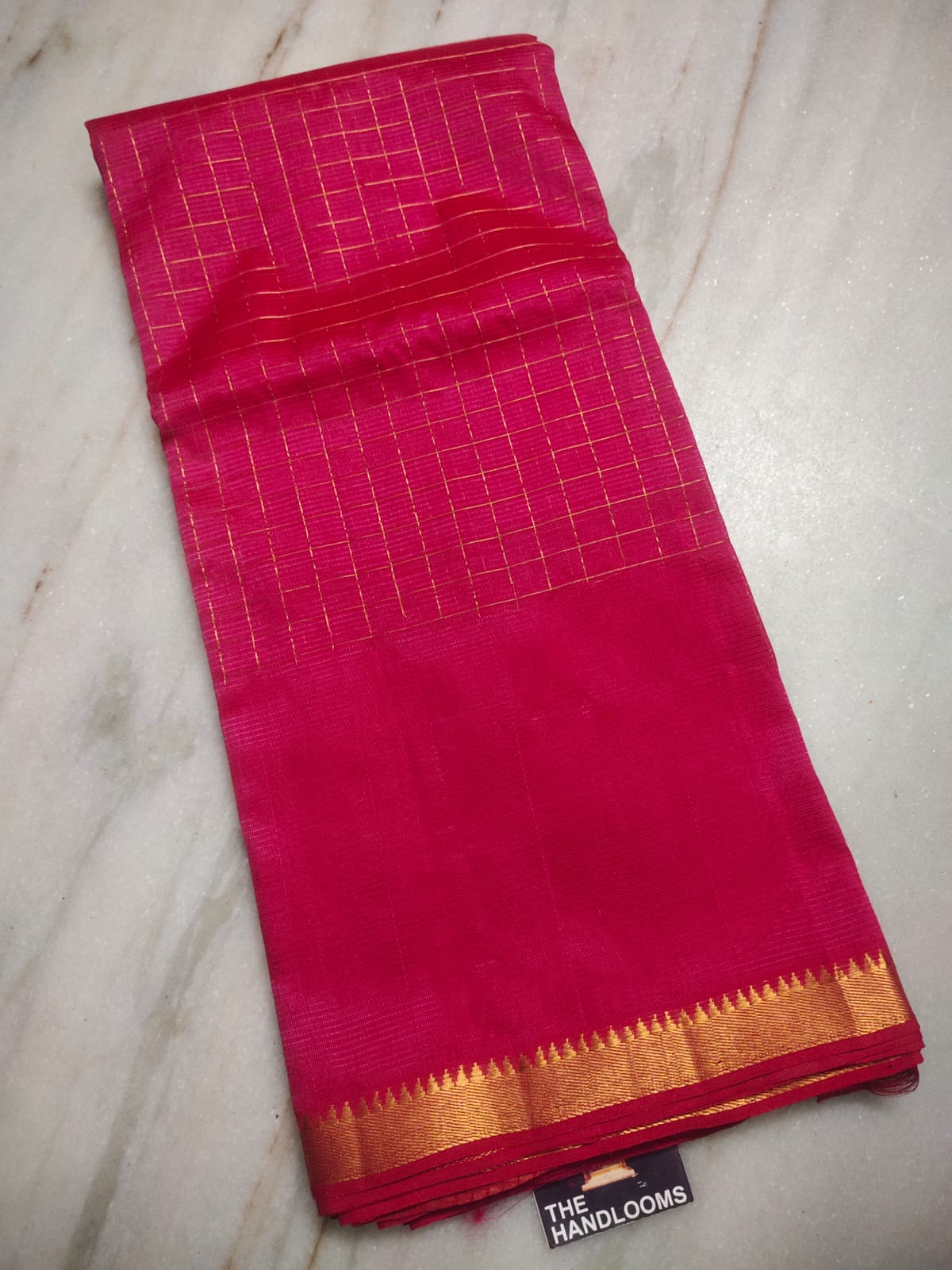 Mangalagiri pattu two side zari border middle zari check saree