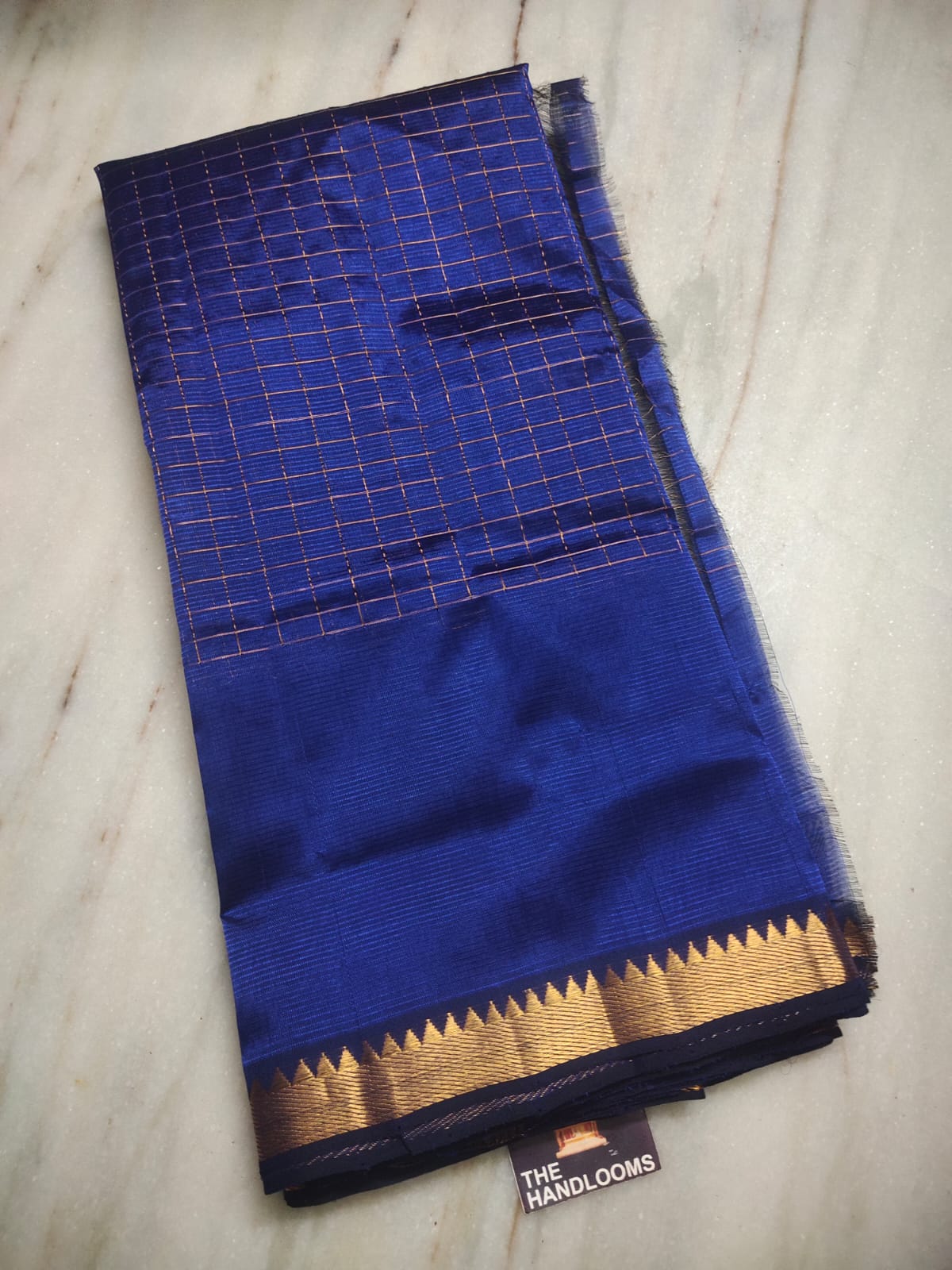 Mangalagiri pattu two side zari border middle zari check saree