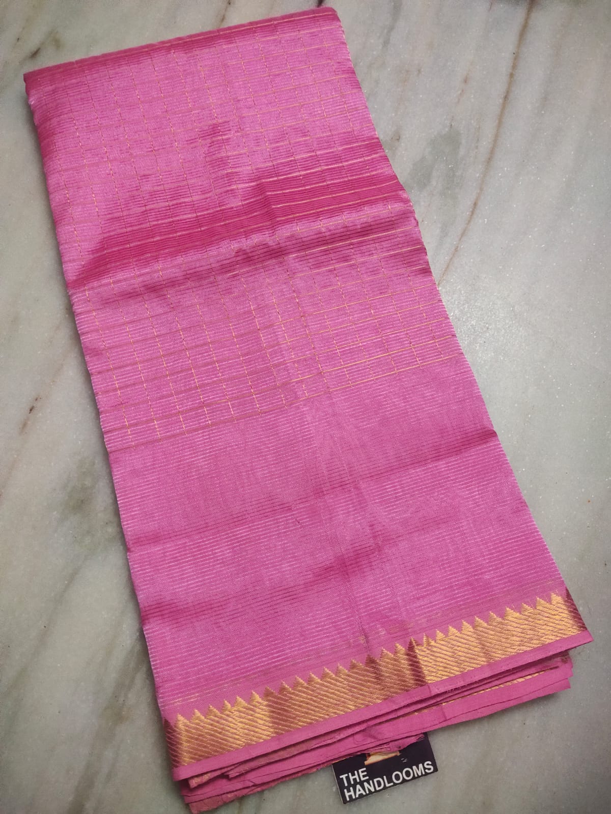 Mangalagiri pattu two side zari border middle zari check saree