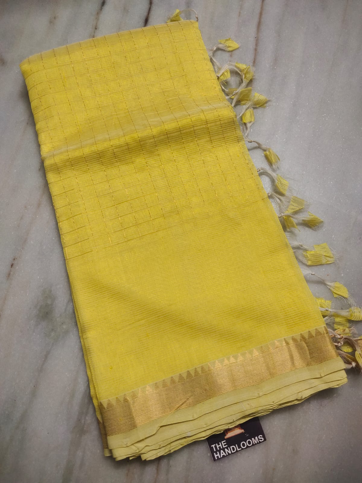 Mangalagiri pattu two side zari border middle zari check saree