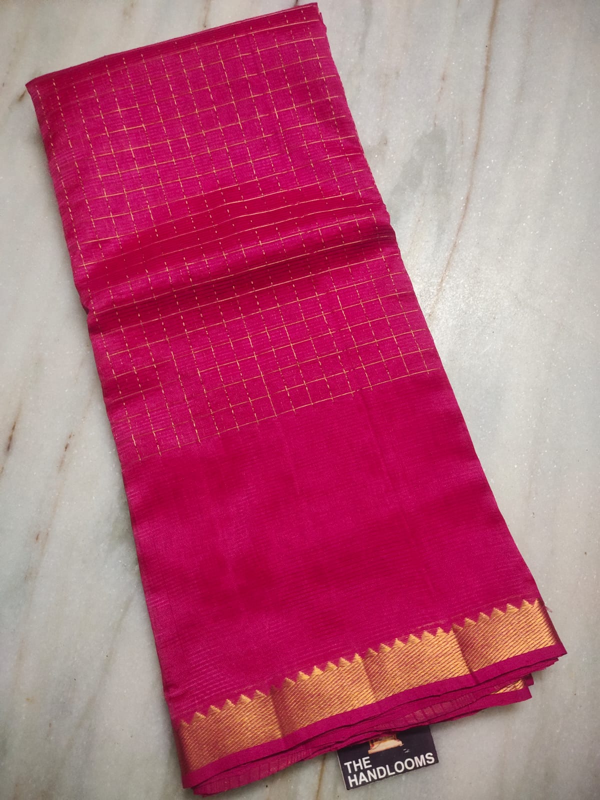 Mangalagiri pattu two side zari border middle zari check saree