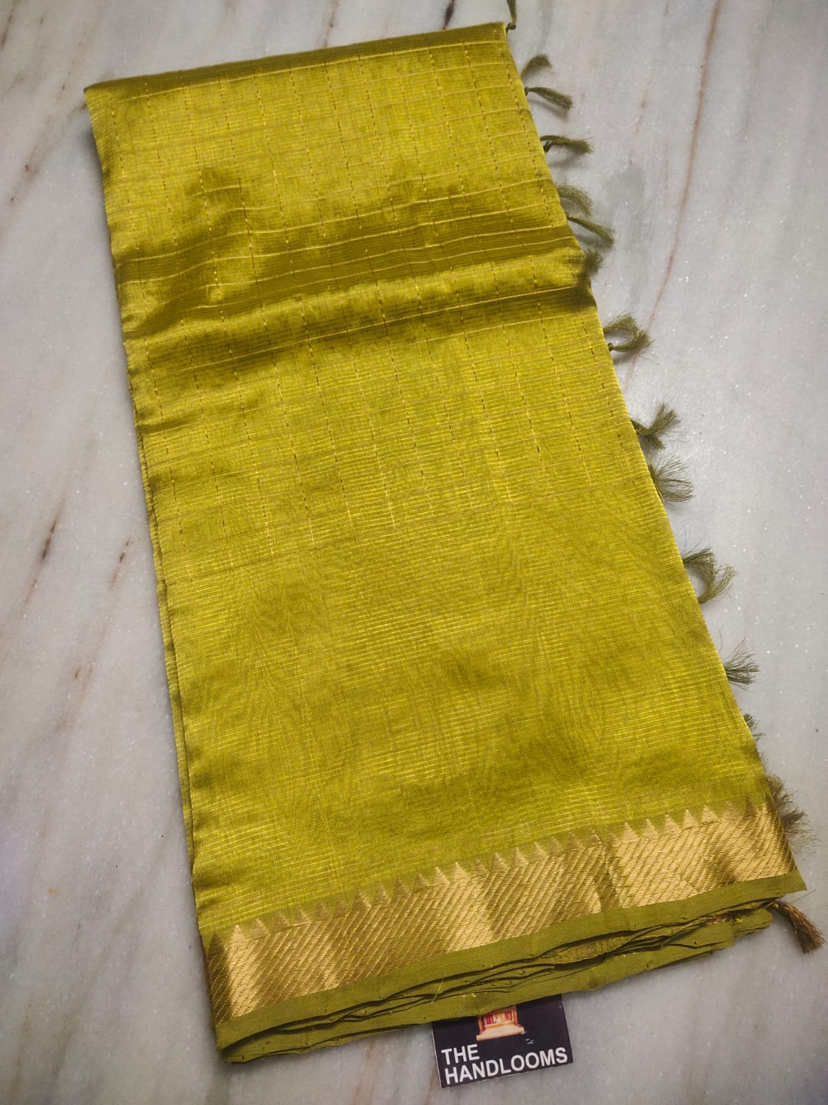 Mangalagiri pattu two side zari border middle zari check saree