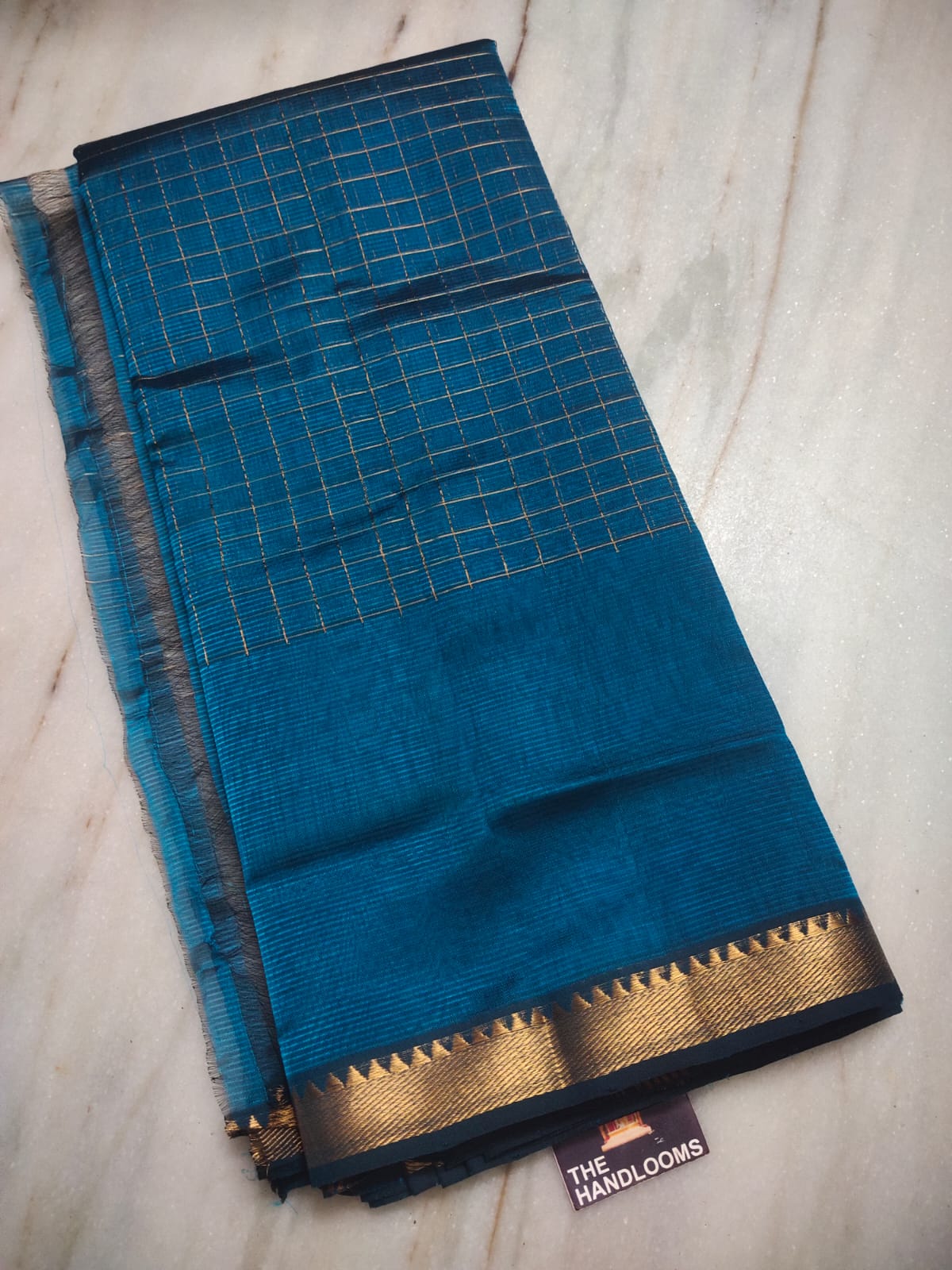 Mangalagiri pattu two side zari border middle zari check saree