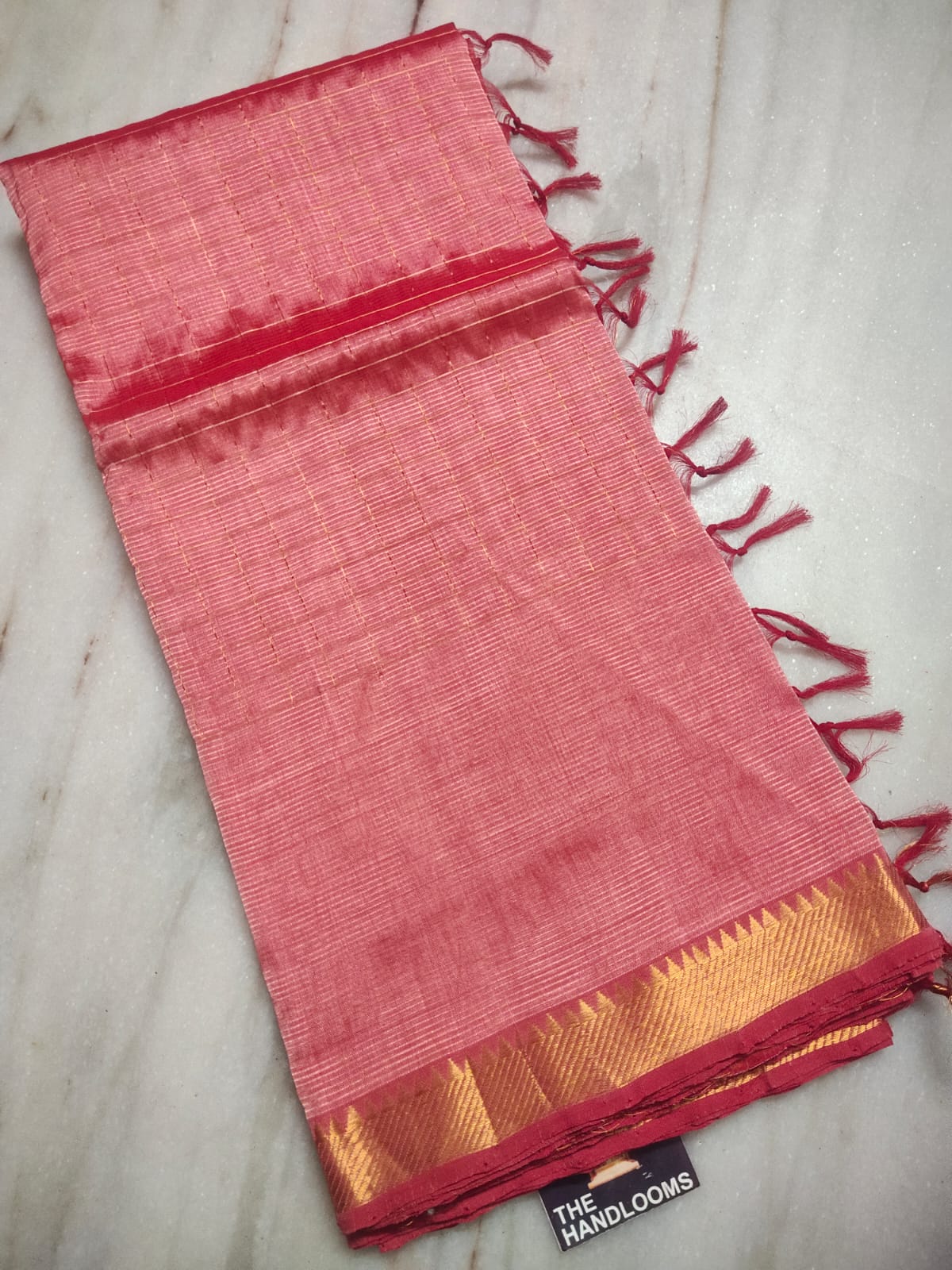 Mangalagiri pattu two side zari border middle zari check saree