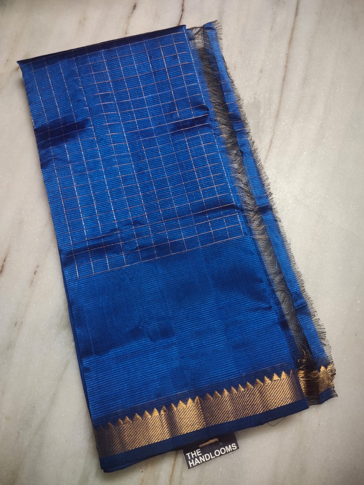 Mangalagiri pattu two side zari border middle zari check saree