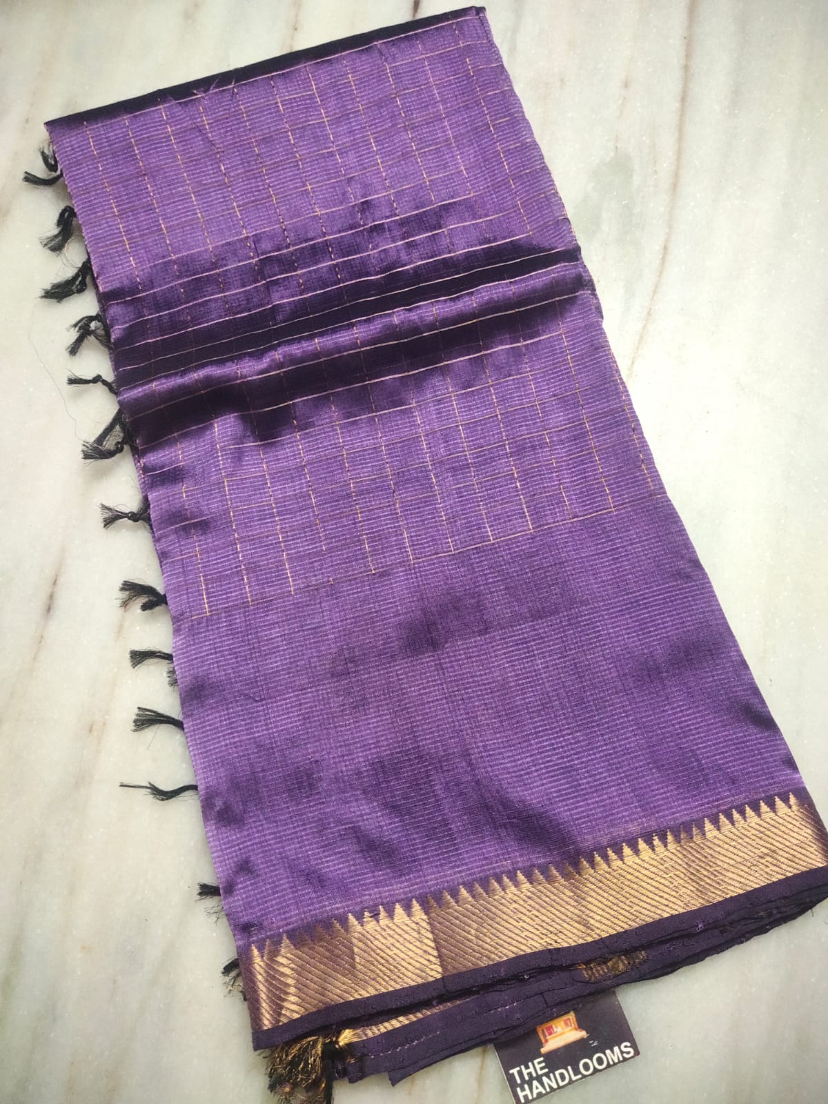 Mangalagiri pattu two side zari border middle zari check saree
