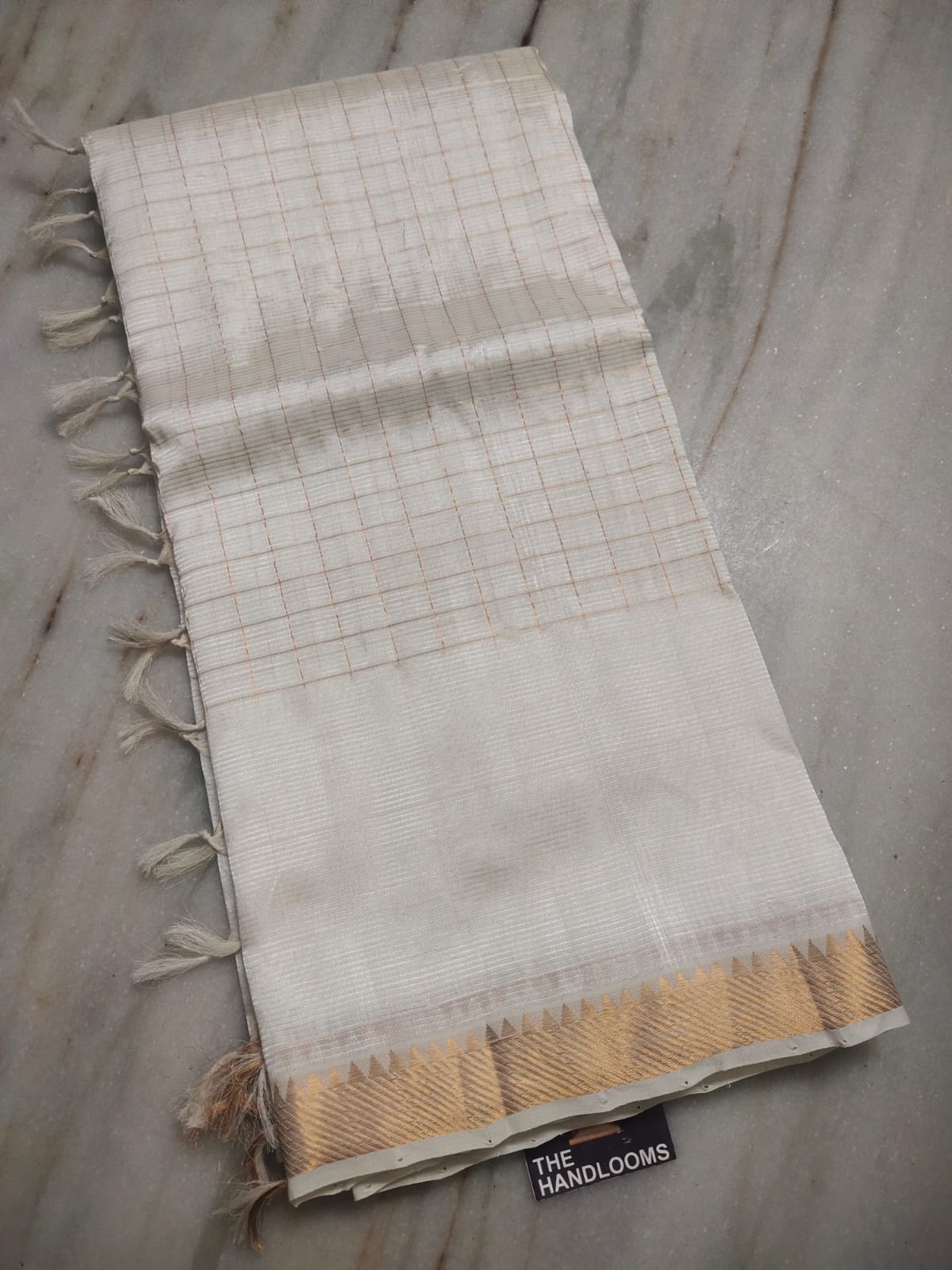 Mangalagiri pattu two side zari border middle zari check saree