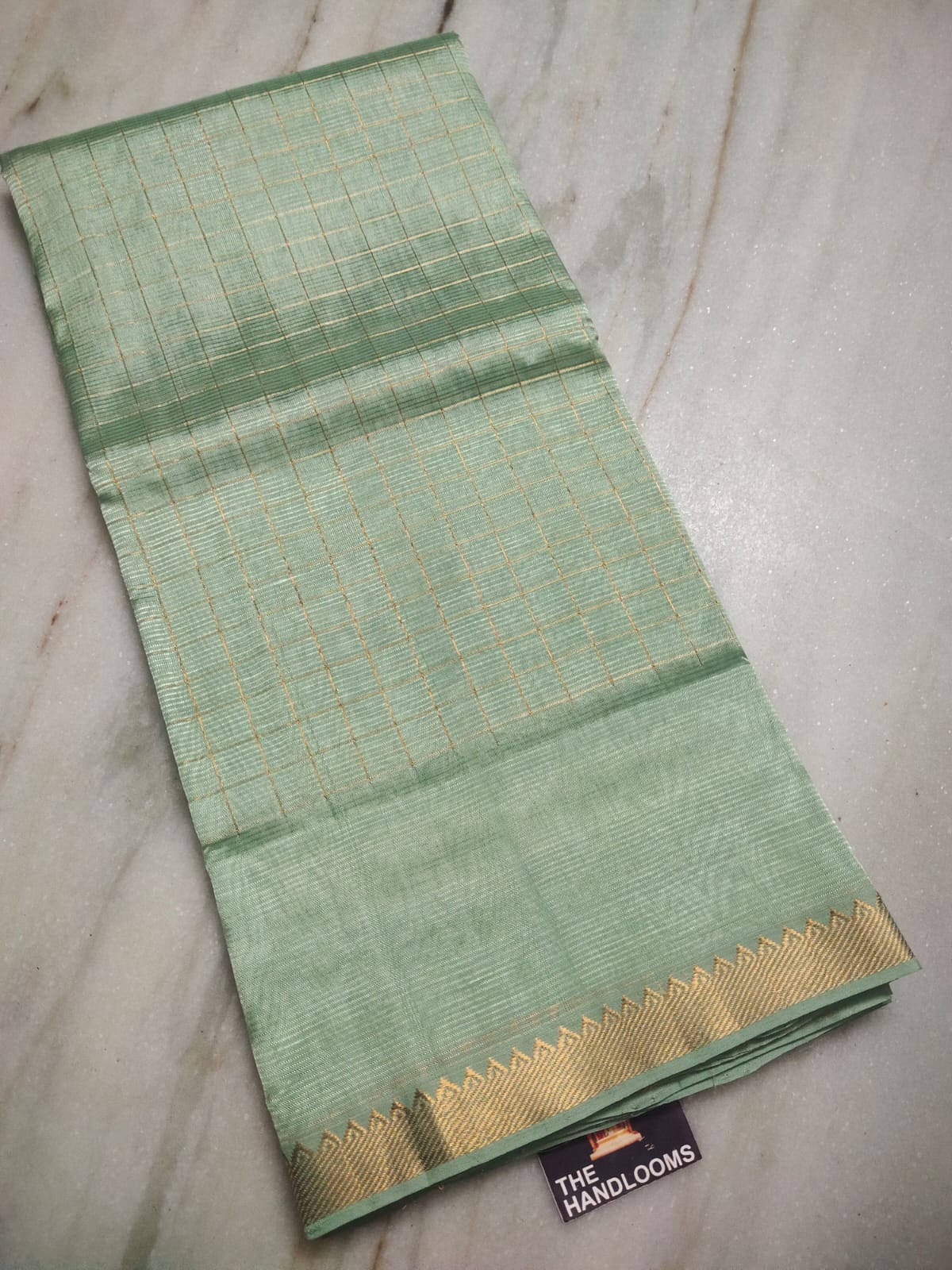 Mangalagiri pattu two side zari border middle zari check saree