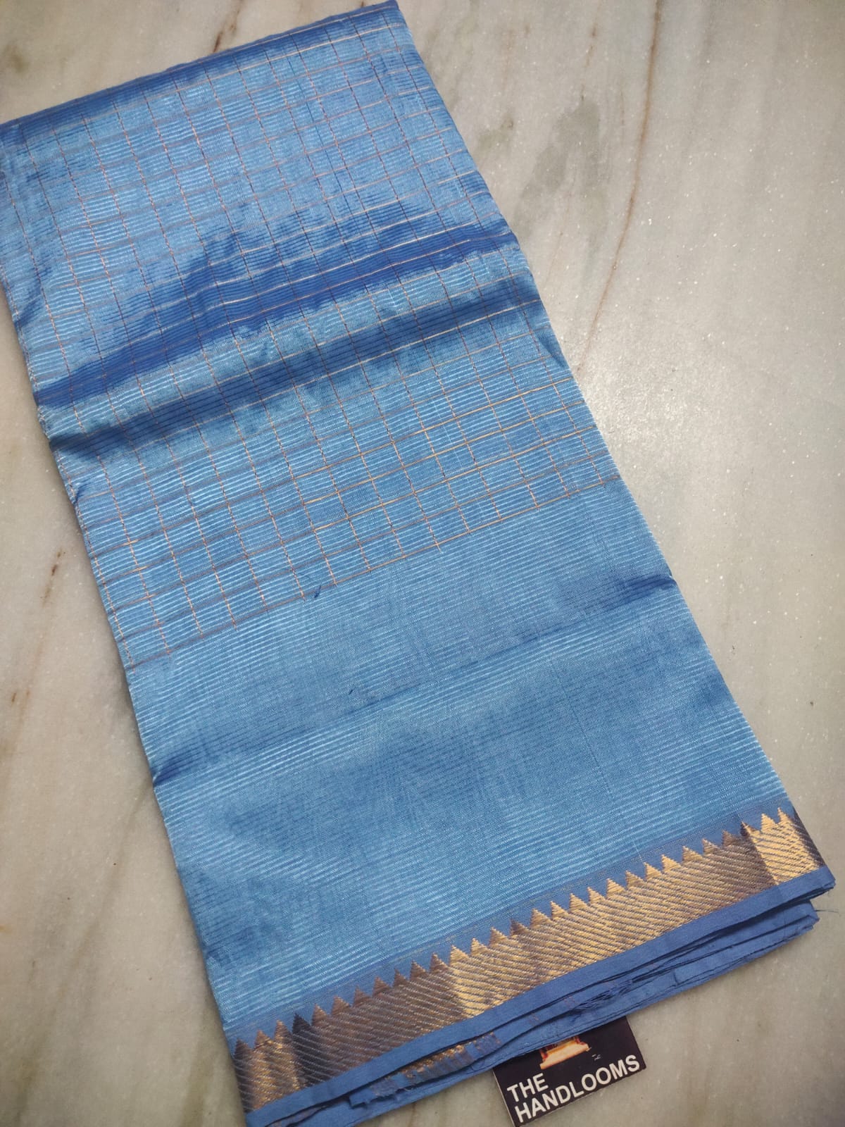 Mangalagiri pattu two side zari border middle zari check saree