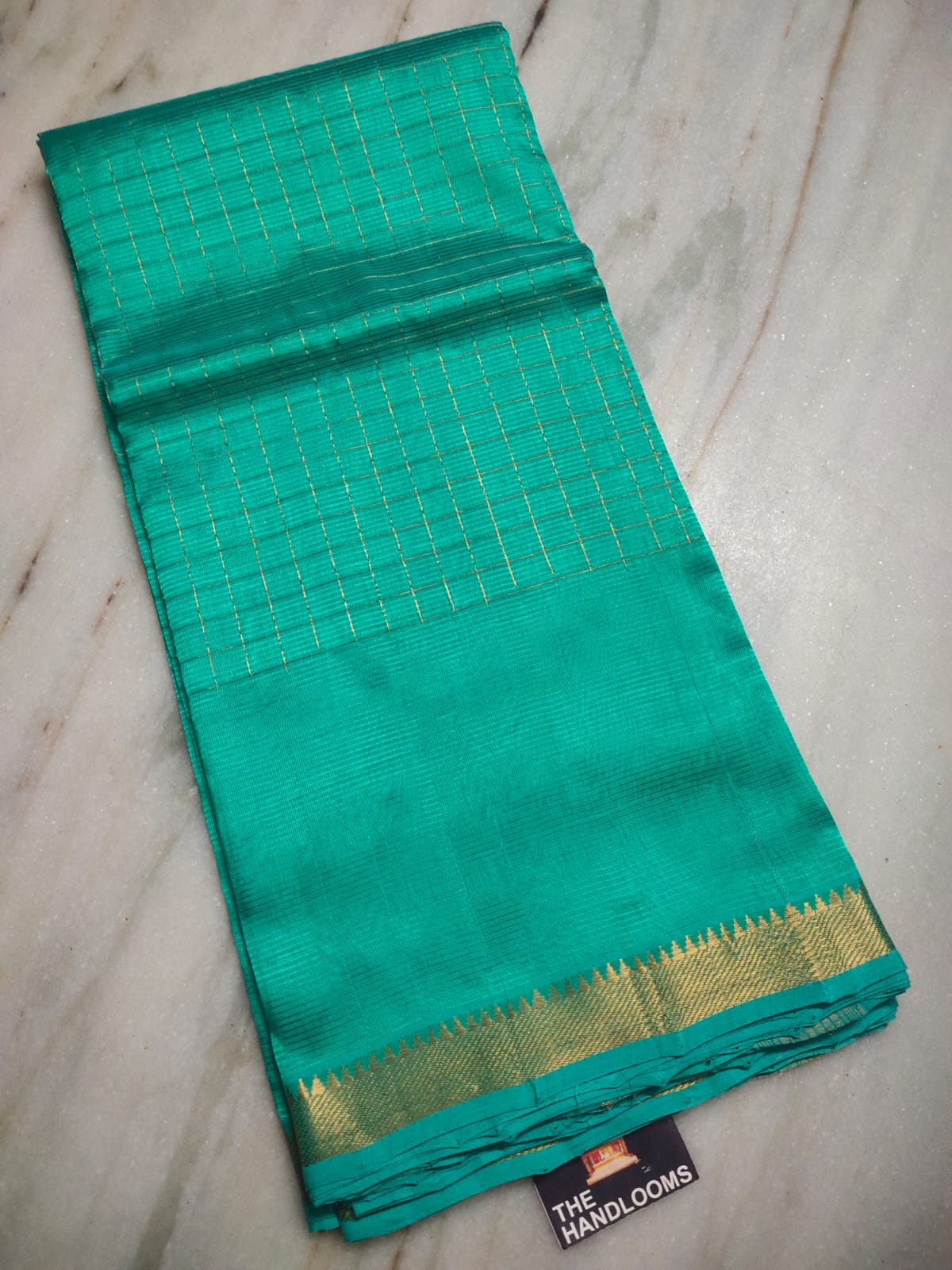 Mangalagiri pattu two side zari border middle zari check saree