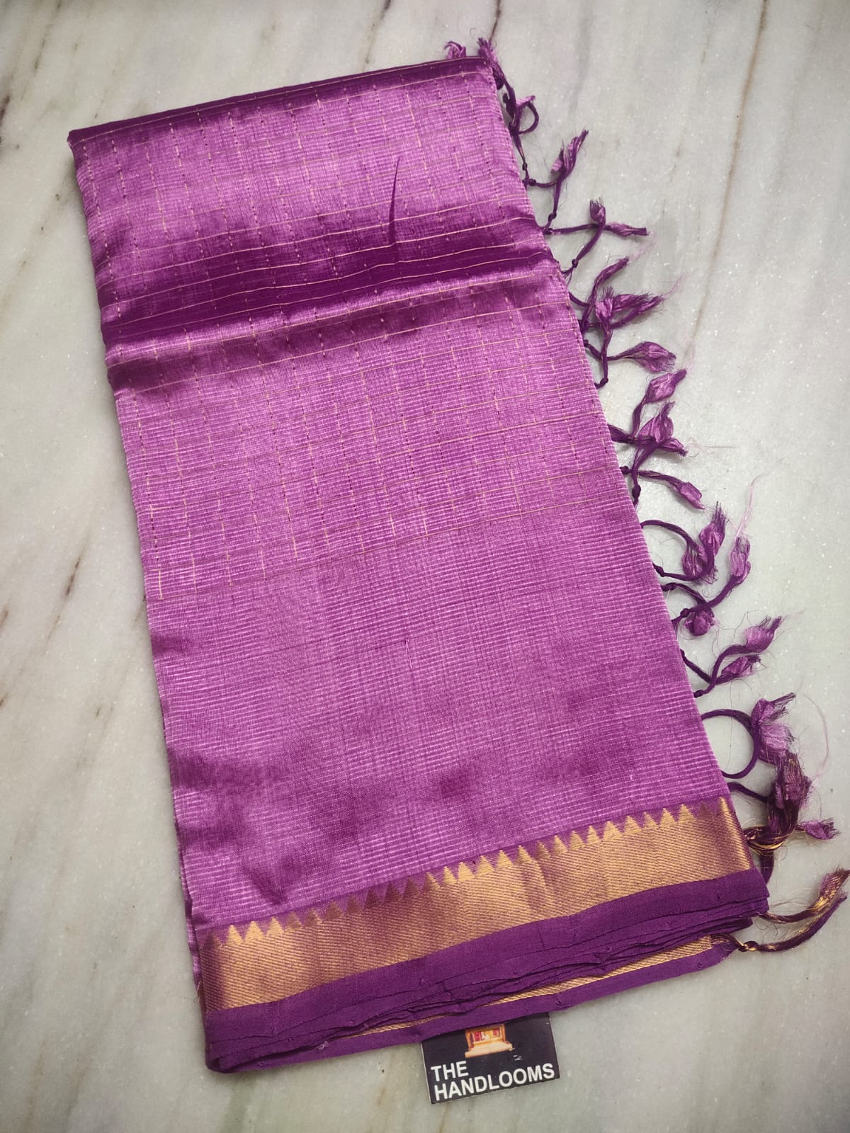 Mangalagiri pattu two side zari border middle zari check saree