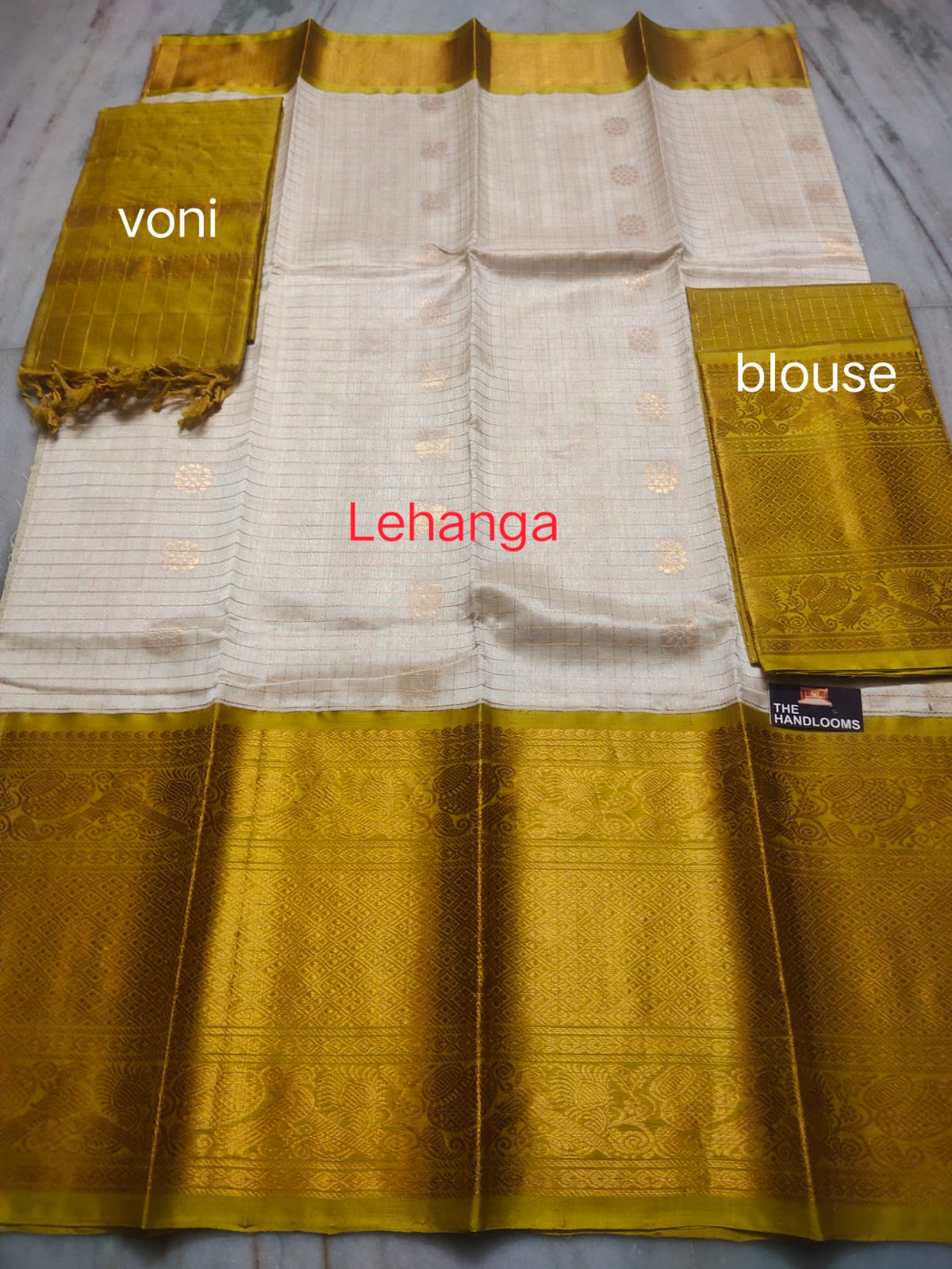 Mangalagiri Pure Handloom Orginal Kuppatam Pattu Silk Cotton Lehenga Material