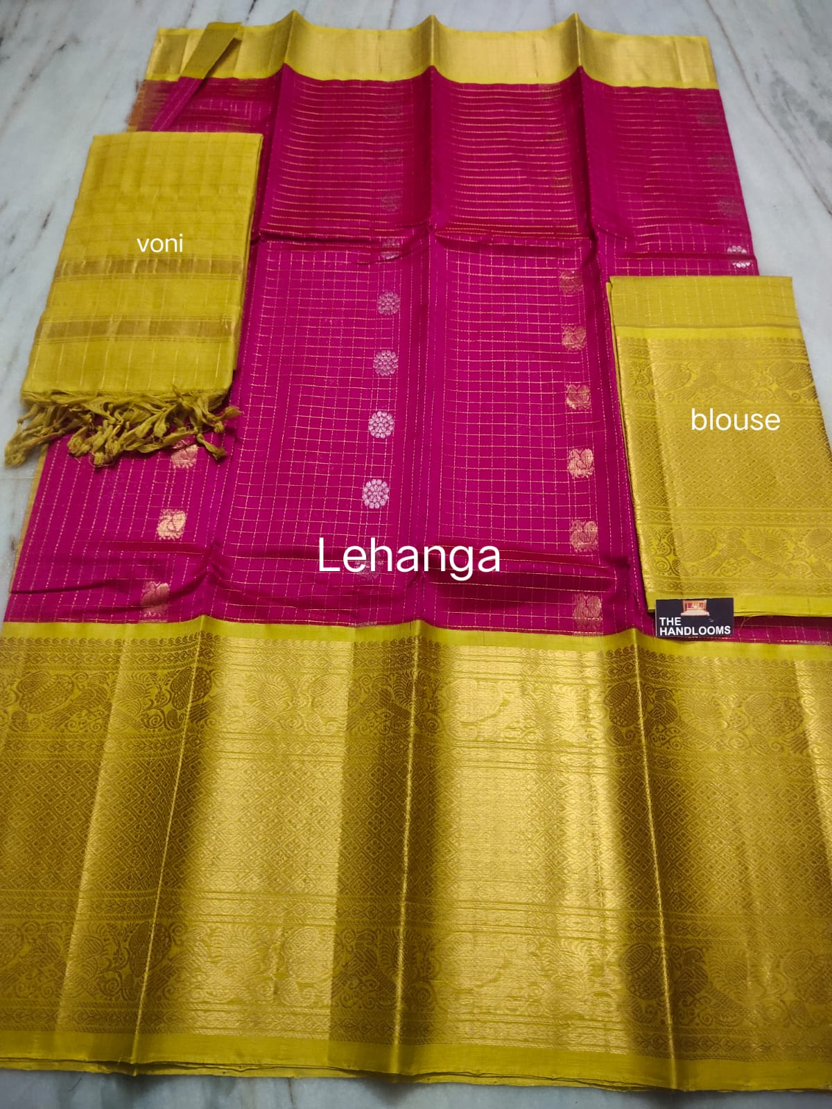 Mangalagiri Pure Handloom Orginal Kuppatam Pattu Silk Cotton Lehenga Material