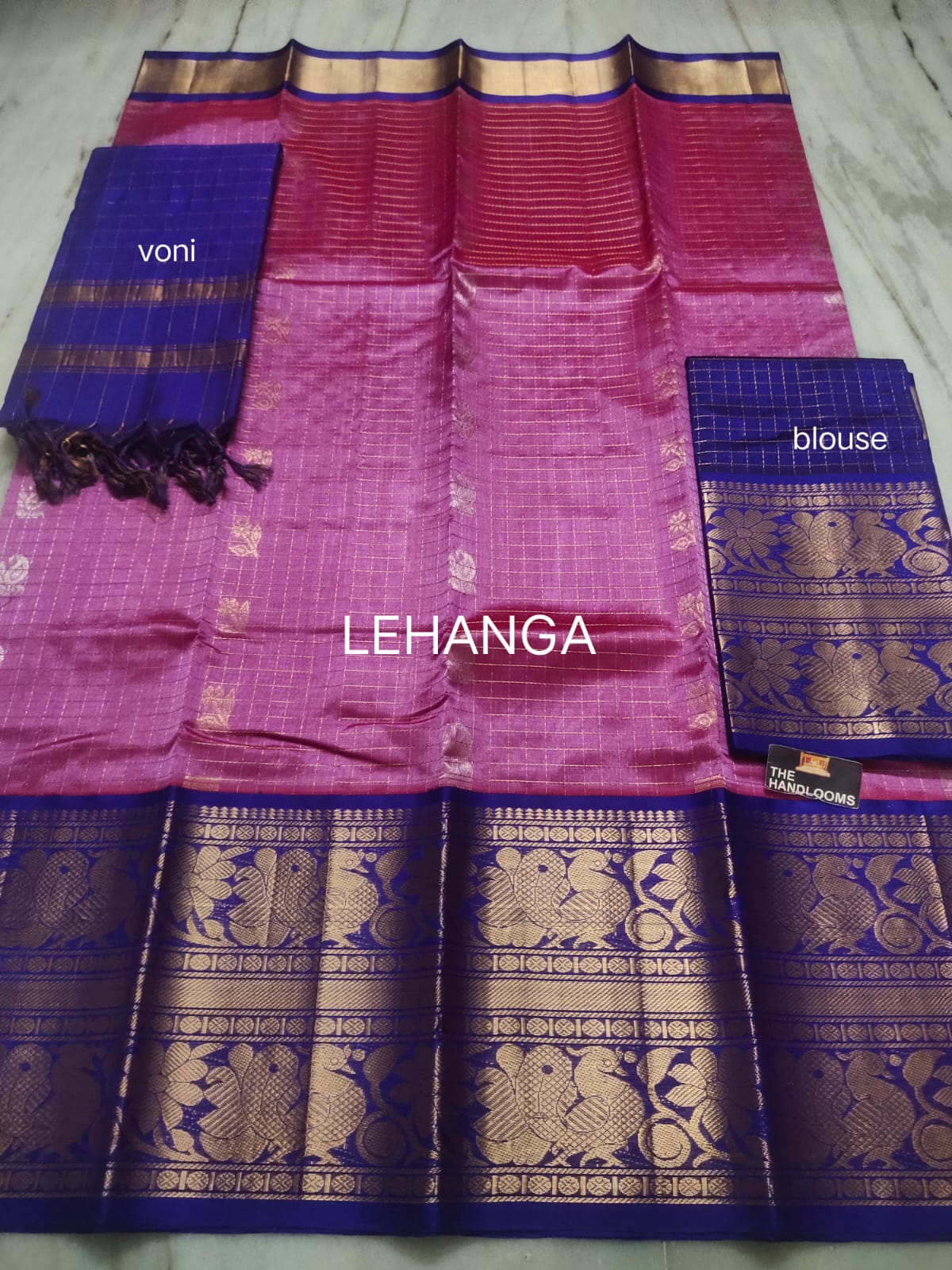 Mangalagiri Pure Handloom Orginal Kuppatam Pattu Silk Cotton Lehenga Material