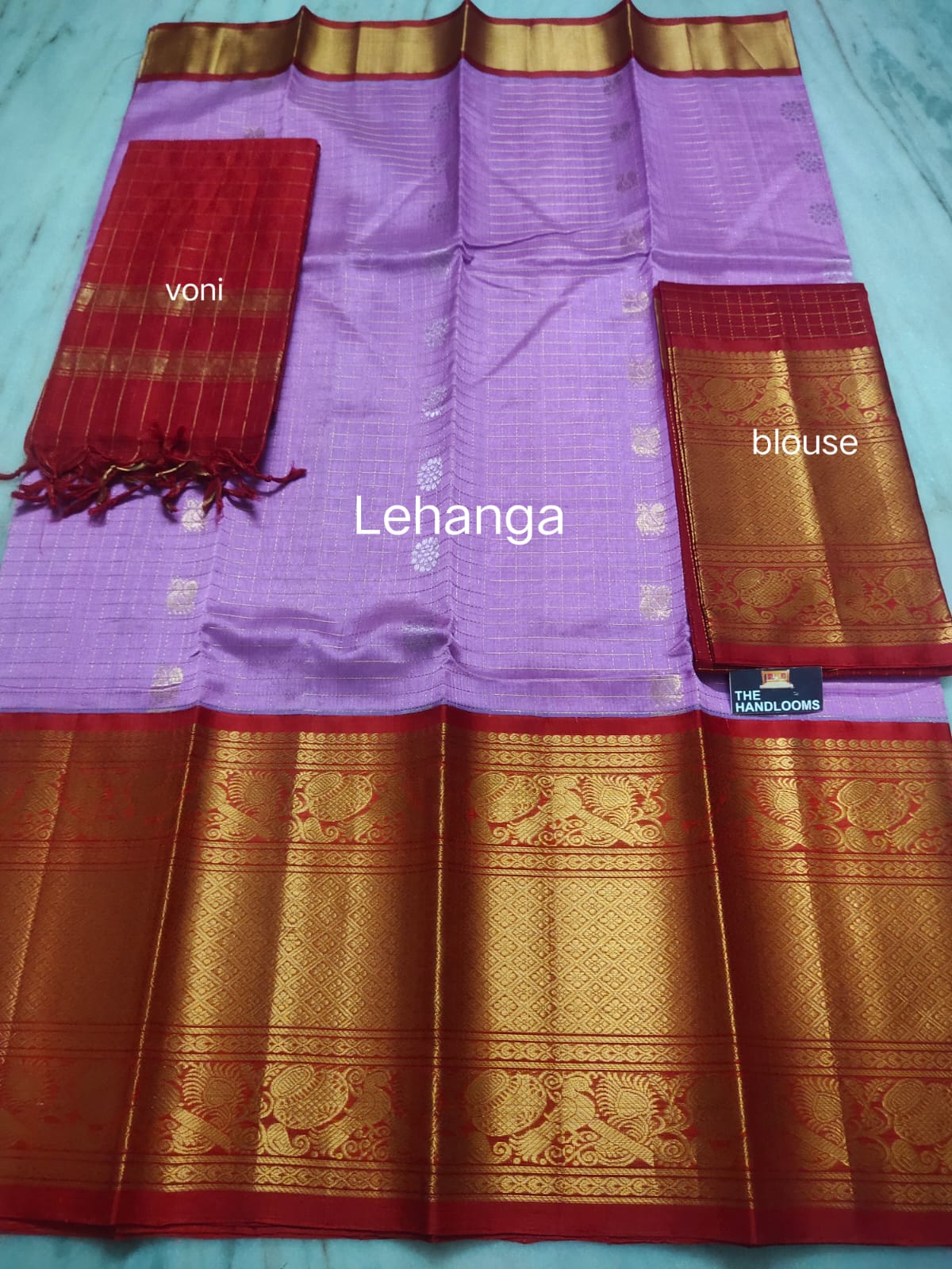 Mangalagiri Pure Handloom Orginal Kuppatam Pattu Silk Cotton Lehenga Material