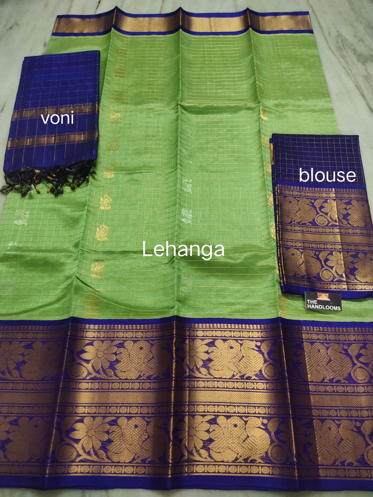 Mangalagiri Pure Handloom Orginal Kuppatam Pattu Silk Cotton Lehenga Material