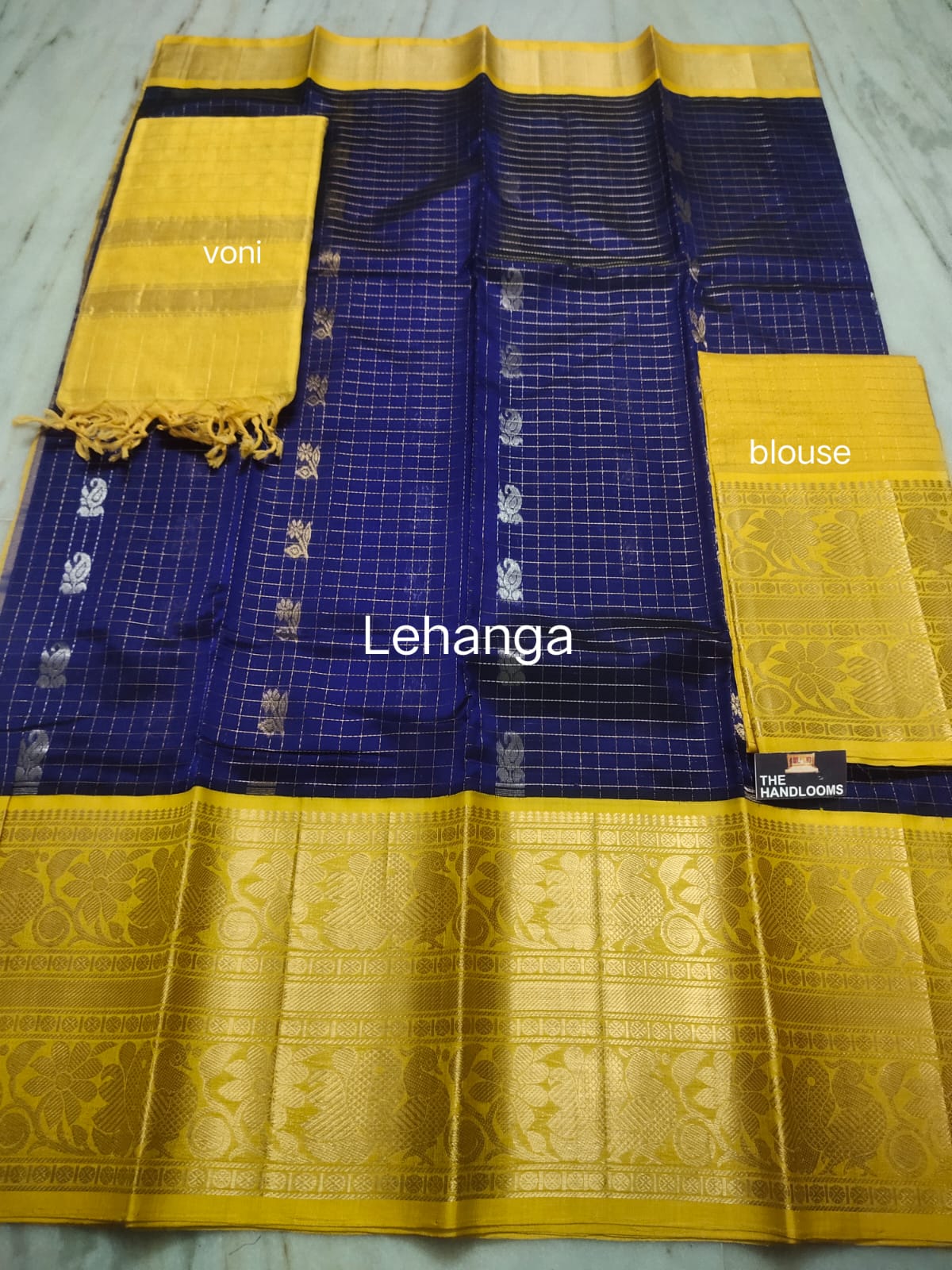 Mangalagiri Pure Handloom Orginal Kuppatam Pattu Silk Cotton Lehenga Material