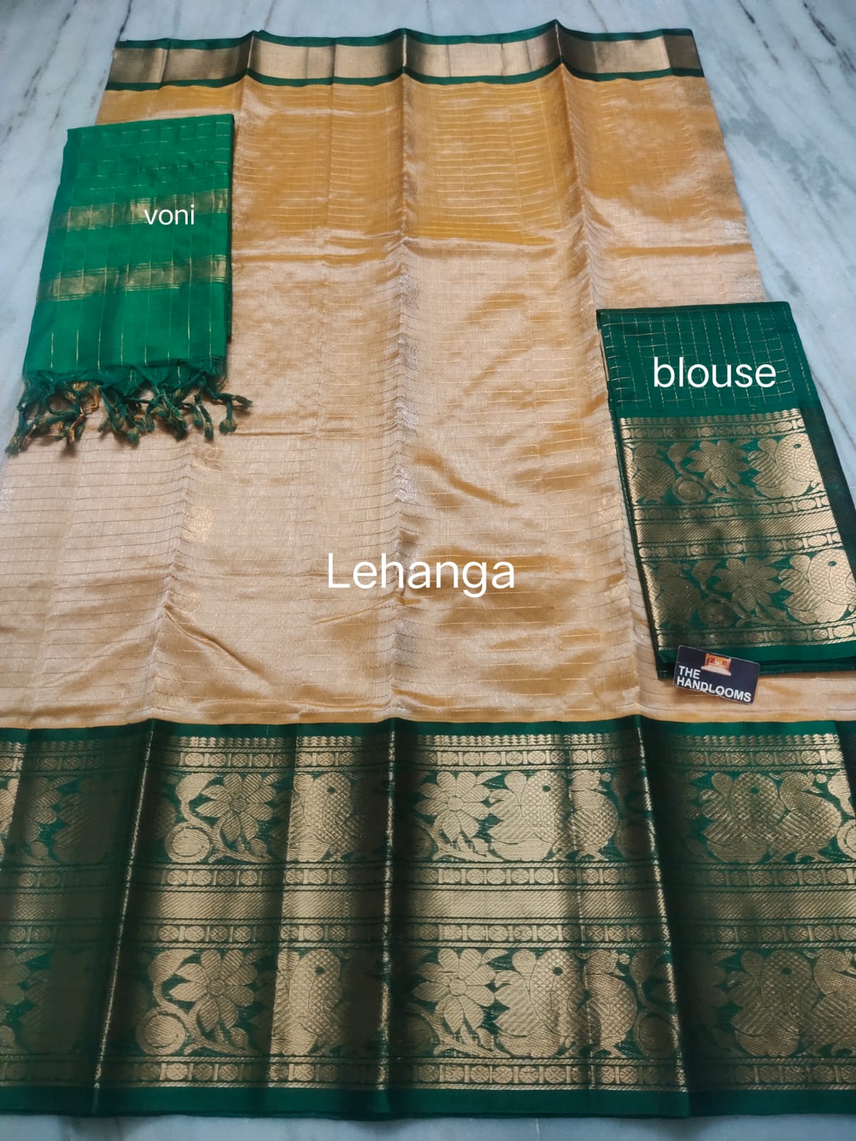 Mangalagiri Pure Handloom Orginal Kuppatam Pattu Silk Cotton Lehenga Material